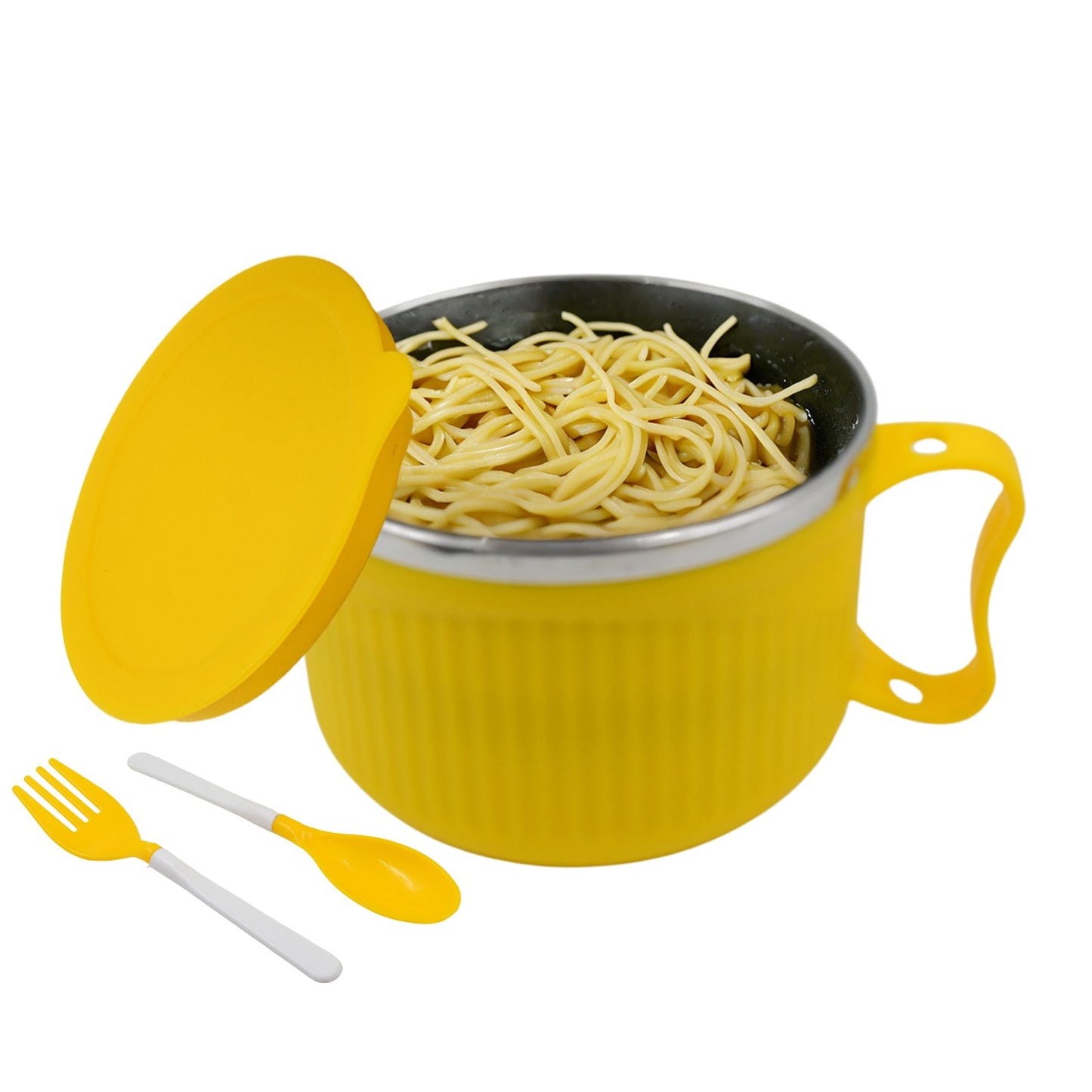 Maggie Bowl with Lid and Handle, Soup Bowls for Easy Perfect Breakfast Cereals, Fruits, Ramen, Beverages, Essentials, Safe Double Layer - Springkart 