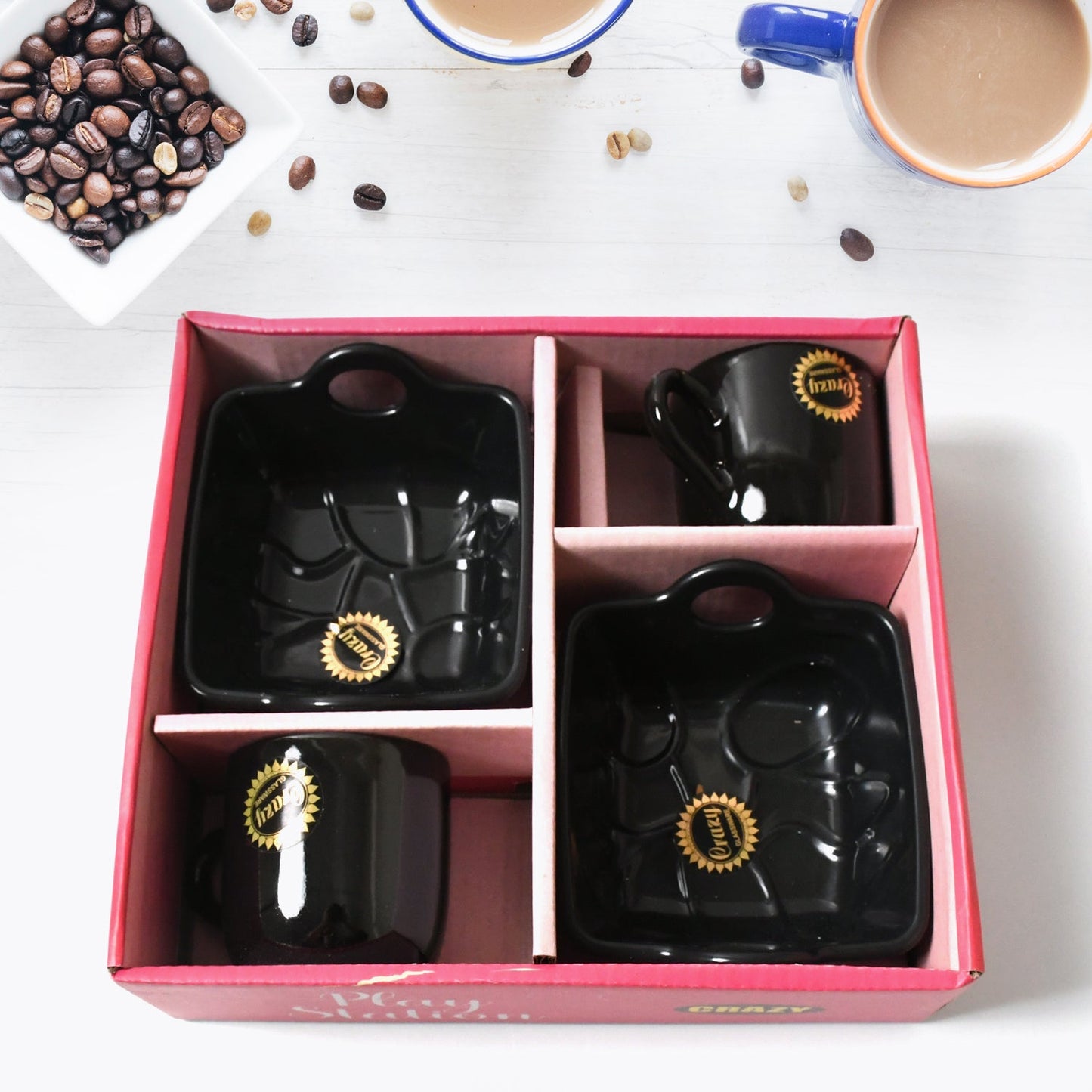 Play Station Ceramic Tea / cups / Mug Set With Handle Serving Bowl Milk Cup, Coffee Cup, Tea Cup, Breakfast Cup, Drinking Mug or Outdoor for Household, Gift for Birthday, Wedding Party (4 Pcs set) - Springkart 