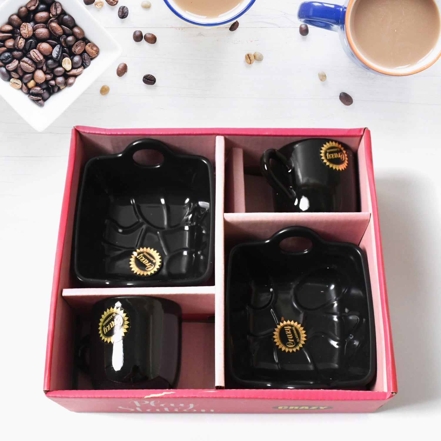 Play Station Ceramic Tea / cups / Mug Set With Handle Serving Bowl Milk Cup, Coffee Cup, Tea Cup, Breakfast Cup, Drinking Mug or Outdoor for Household, Gift for Birthday, Wedding Party (4 Pcs set) - Springkart 