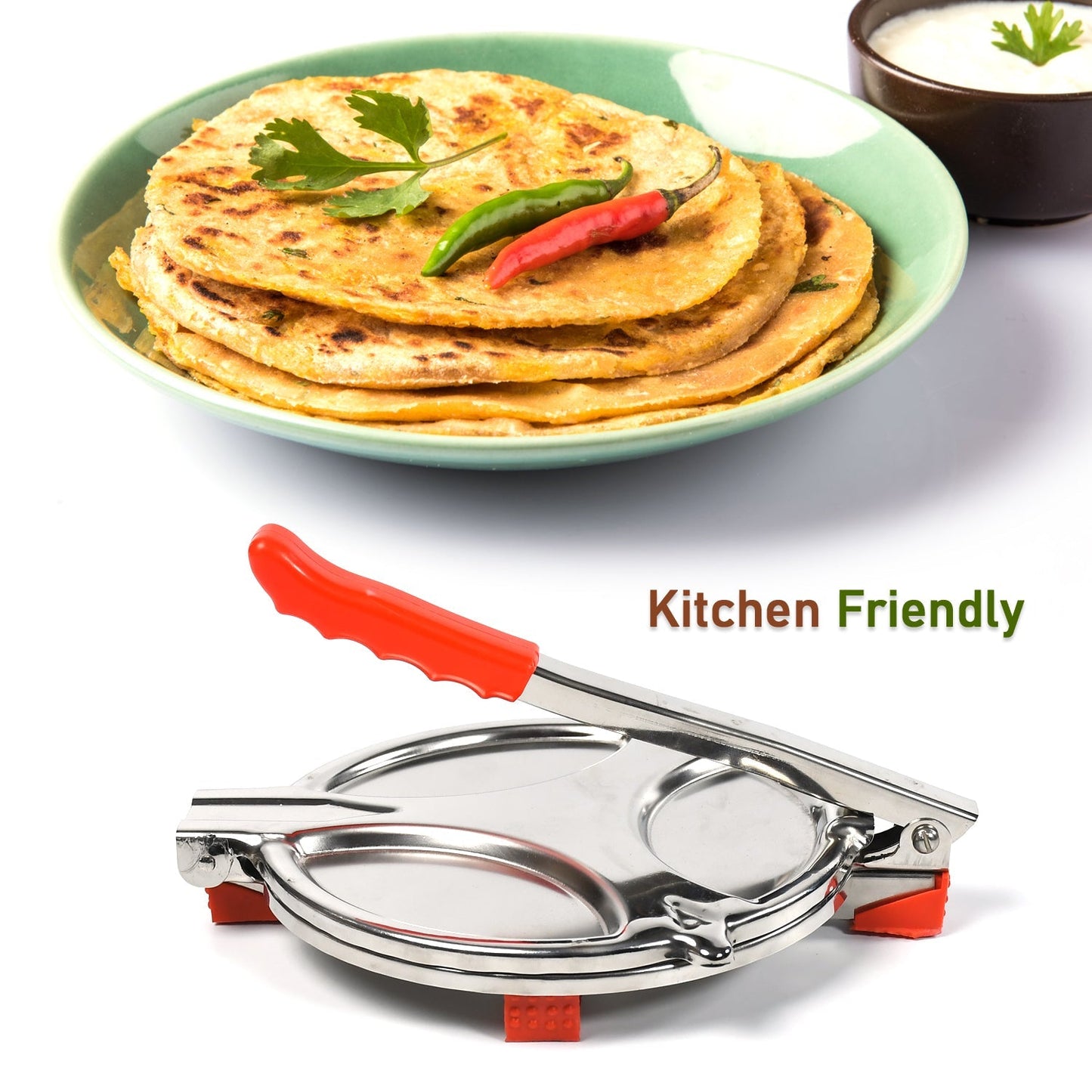 PURI PRESS MAKER - STAINLESS STEEL PURI MAKER PRESS MACHINE - ROTI CHAPATI PRESSER FOR HOME -KHAKHRA- PURI MAKER PRESS MACHINE WITH HANDLE, MANUAL PURI MAKER (MEDIUM) - Springkart 
