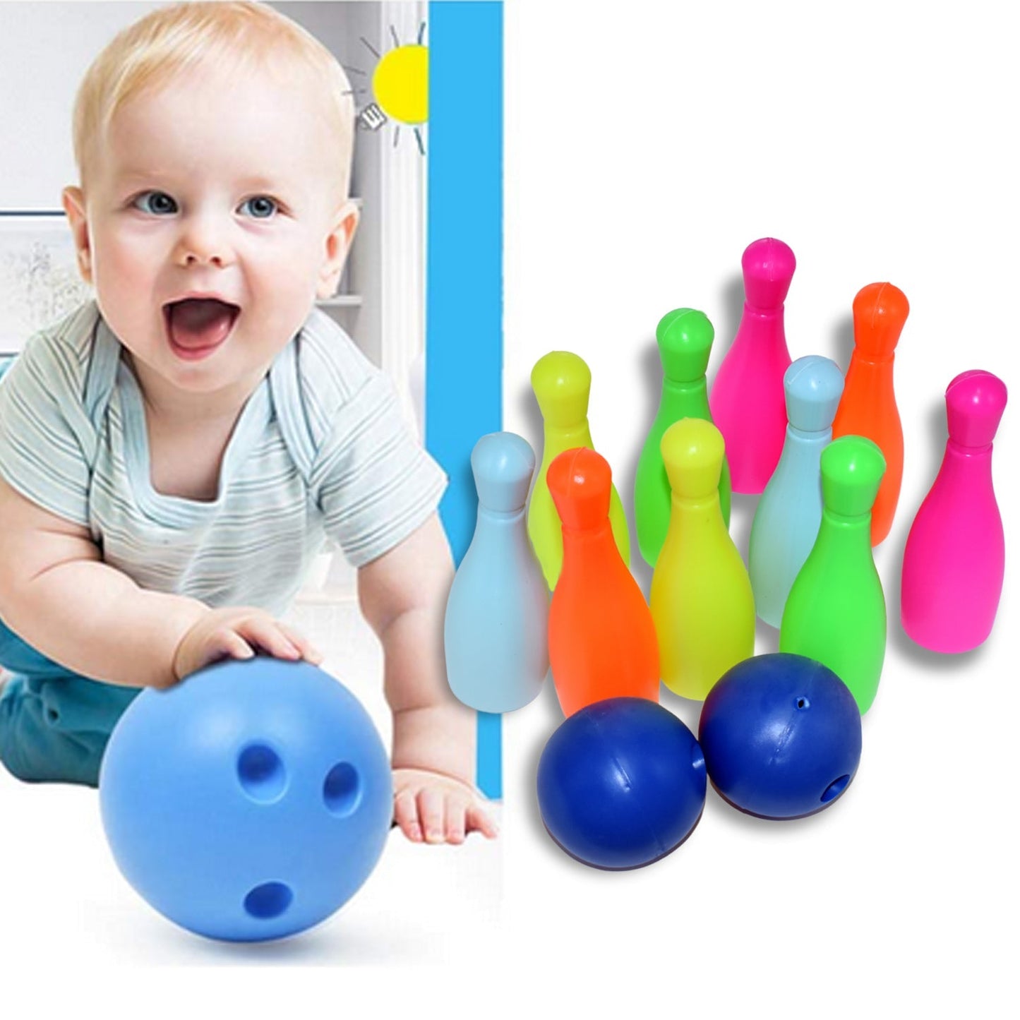 High-quality bowling game set with pins and ball for kids