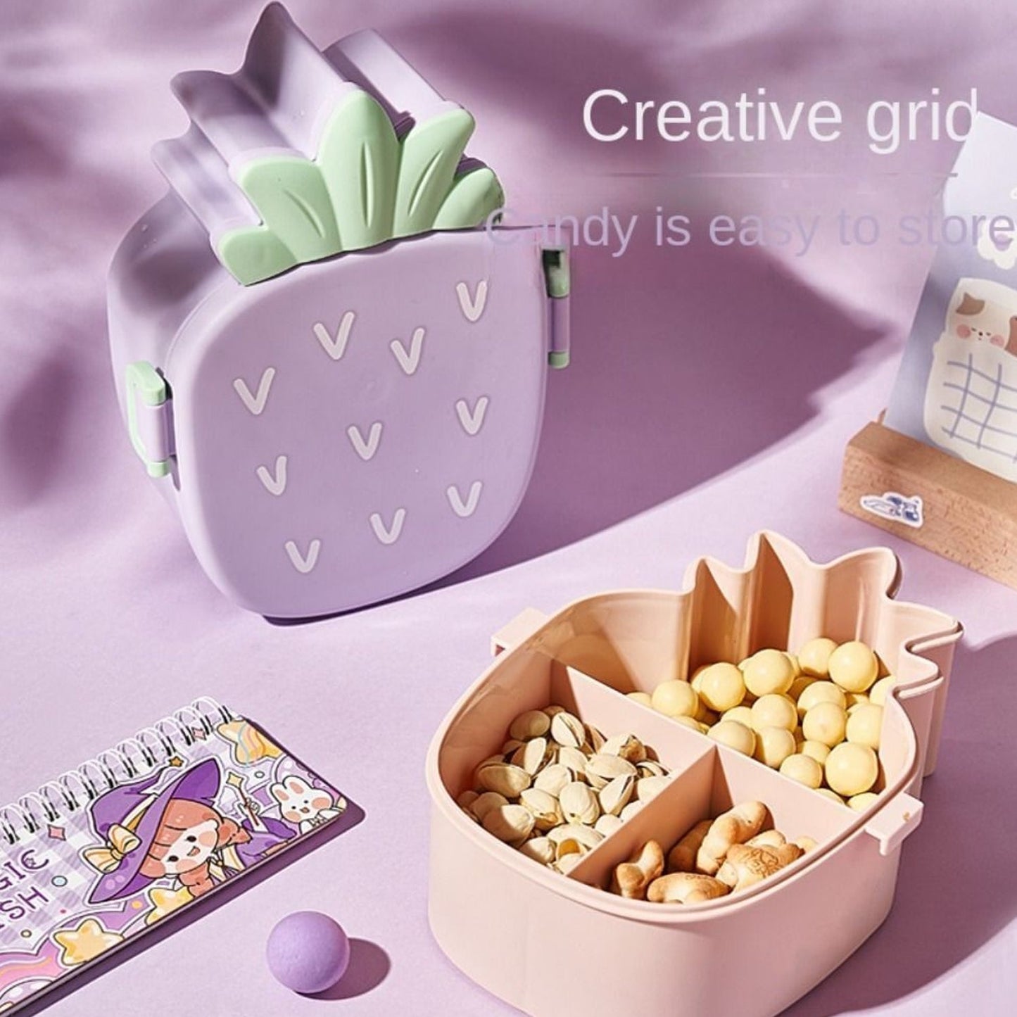 Kids Lunch Box Cute Pineapple Shaped Bento Box with Fork Spoon Snack Container Microwave Portable Office Lunch Box (1 Pc / With Spoon & Fork) - Springkart 