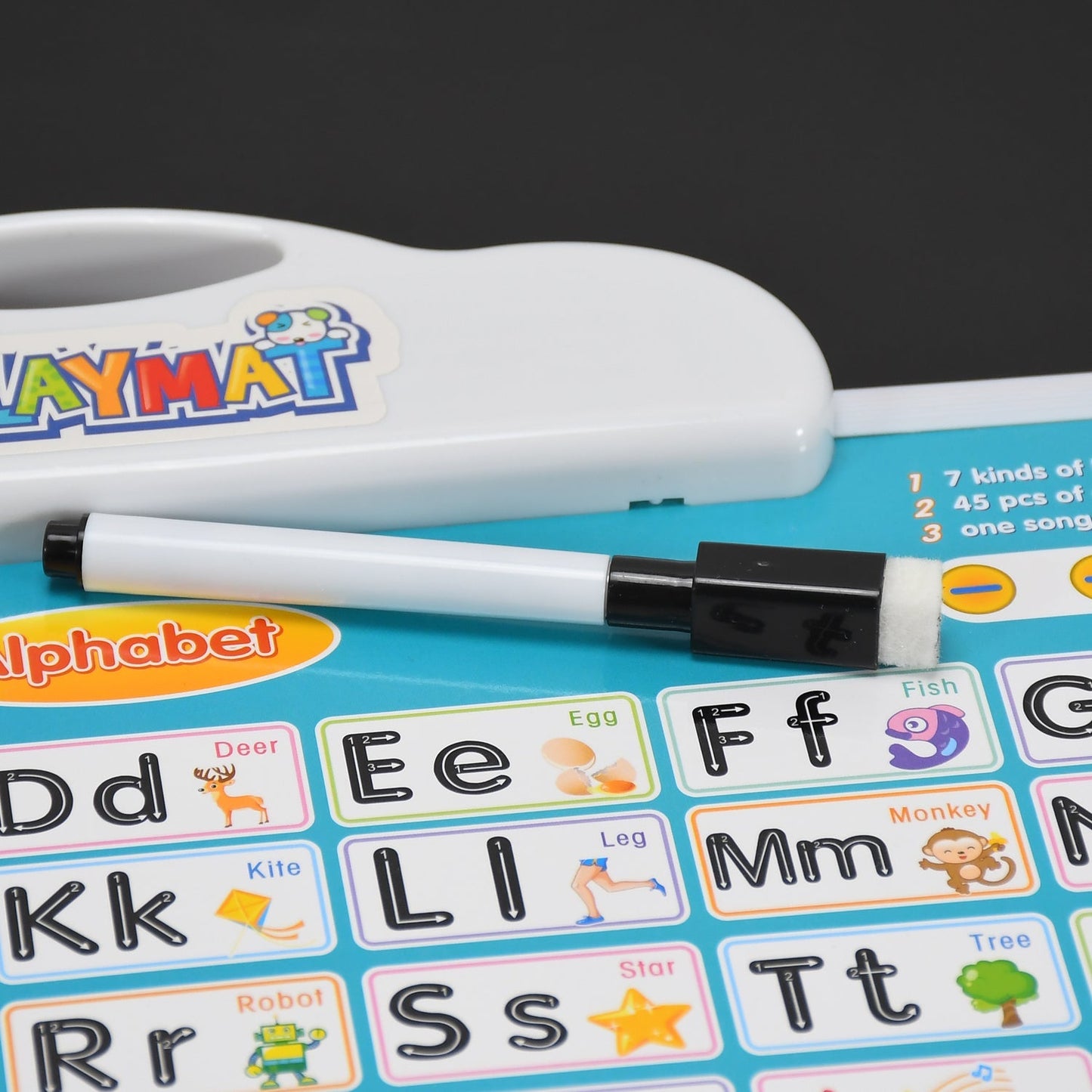 Learning Board 2in1 - Educational PAD for Kids Musical Board for Alphabet ABC Learning Toy Play Mat & Drawing with One Doodle Pen - Springkart 
