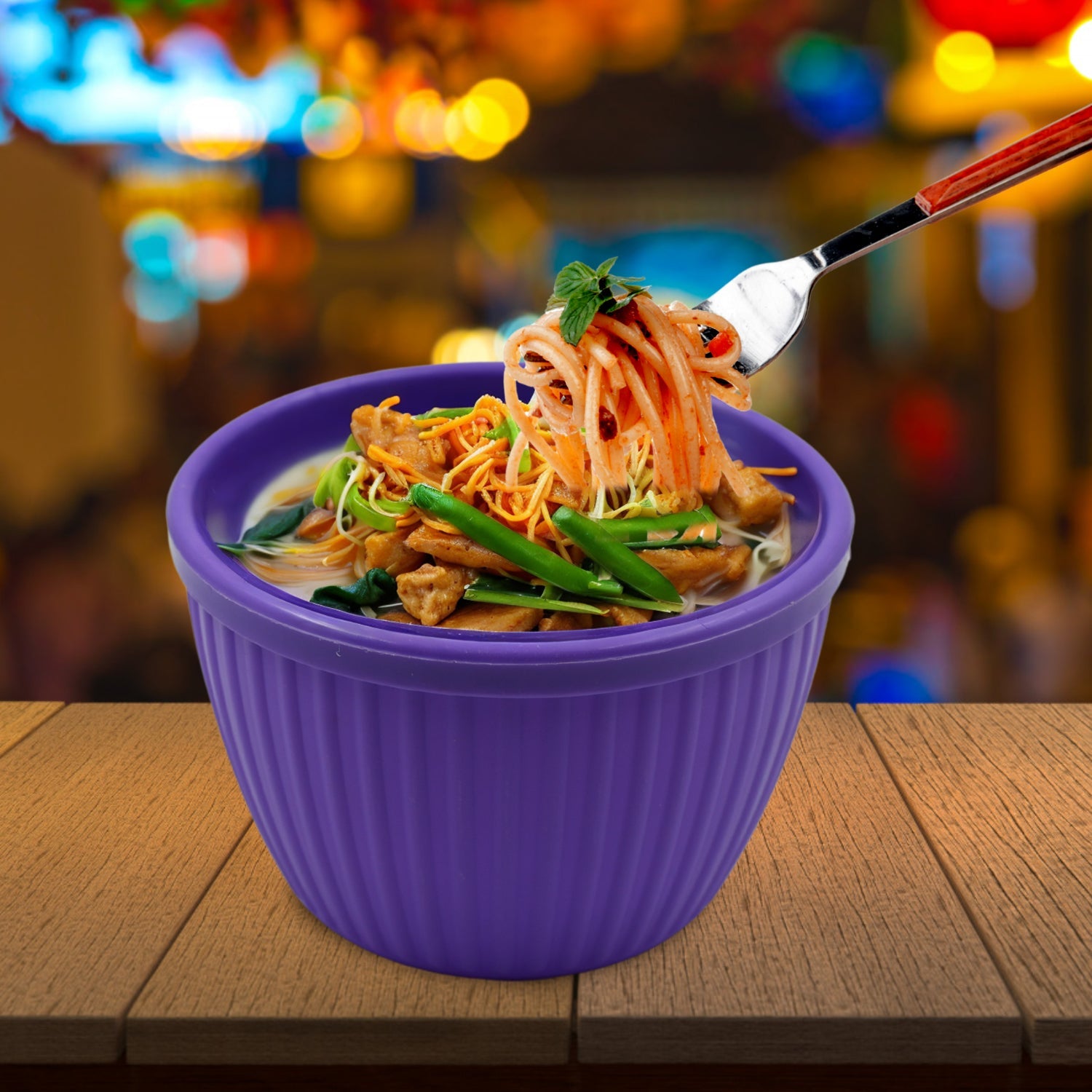 Plastic Round Noodles Maggie Bowl, Soup Bowls for Easy Perfect Breakfast Cereals, Fruits, Beverages, Essentials, Salad, Pasta, Snack Bowl, Microwave Safe, Safe (1 Pc)f - Springkart 