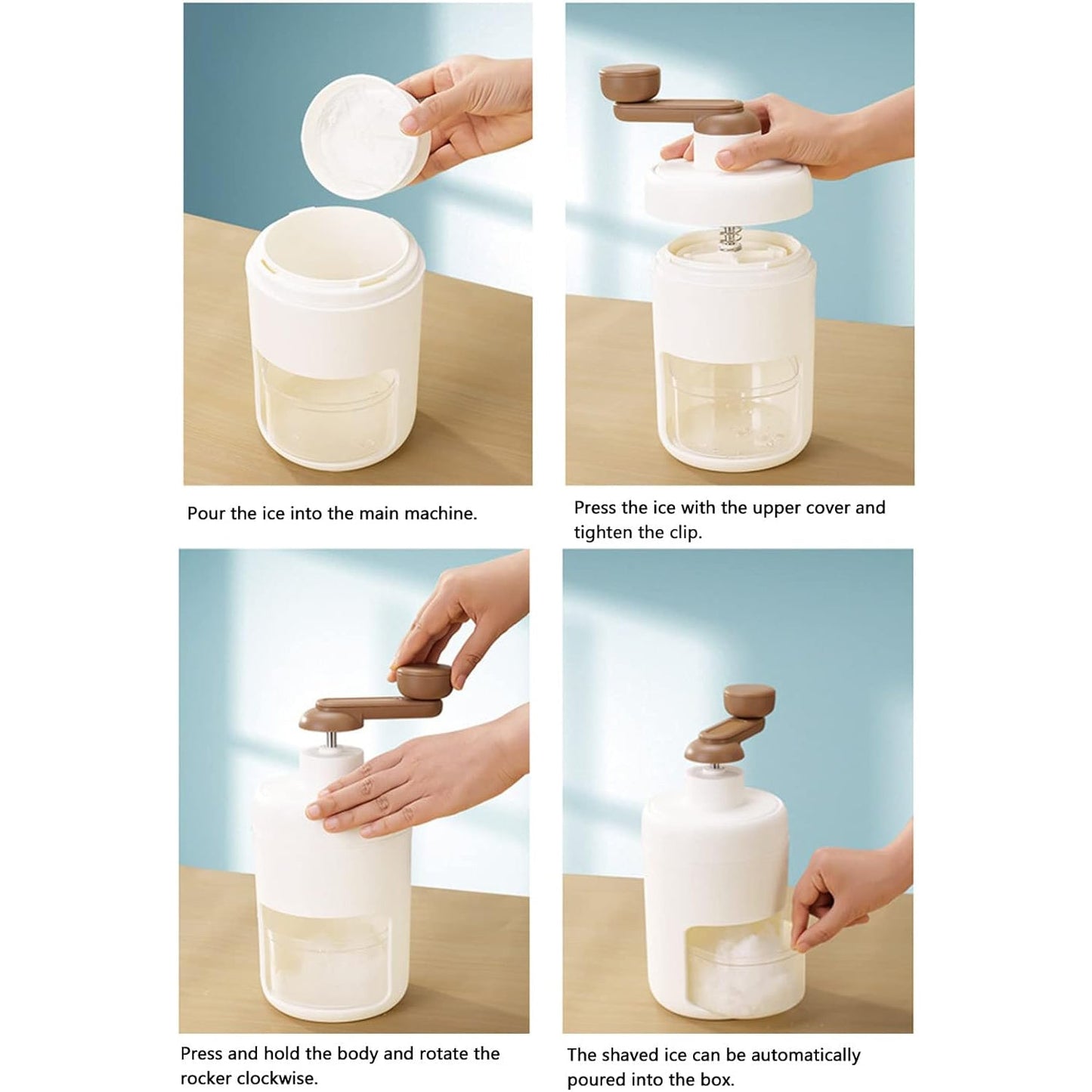 Portable Gola Maker Ice Crusher and Shaved Ice Machine, Hand Shaved Ice Machine Manual Fruit Smoothie Machine Mini Household Ice Shaver Small Ice Crusher - Springkart 