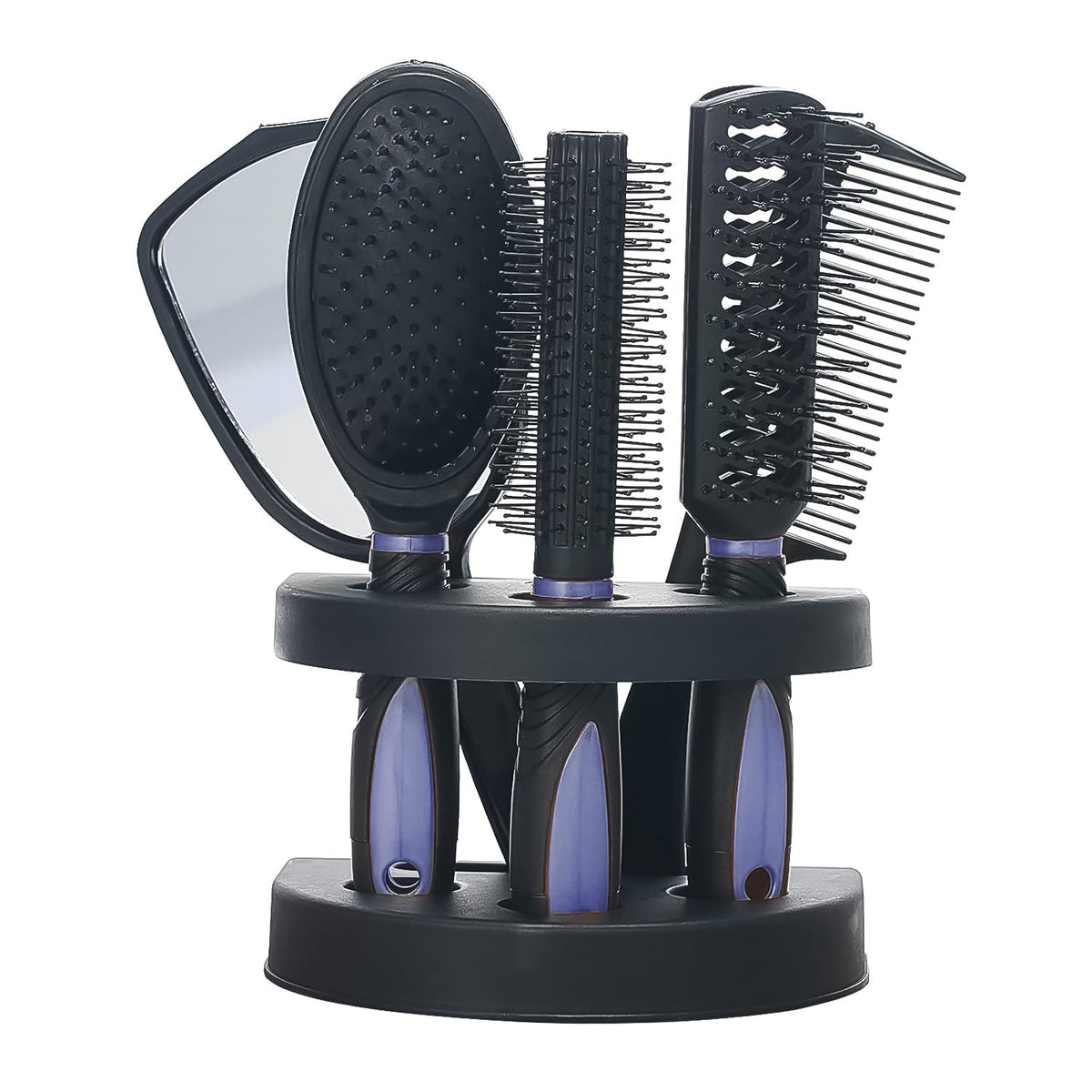 Hair Combs Mirror Set Professional Salon Hair Cutting Brushes Sets (5 Pc With Stand) - Springkart 
