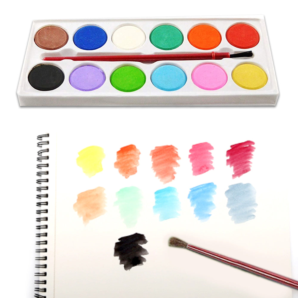 Painting Water Color Kit - 12 Shades and Paint Brush (13 Pcs) - Springkart 
