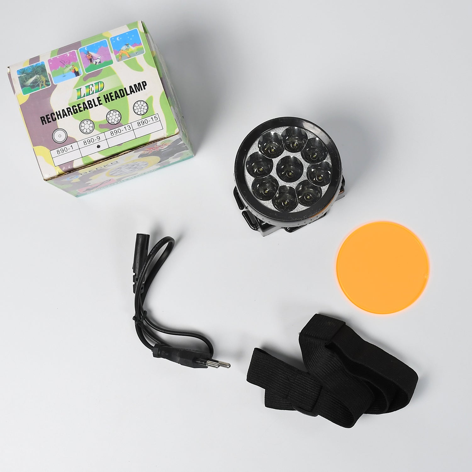 Head Lamp 9 Led Long Range Rechargeable Lamp Use For Farmers, Fishing - Springkart 