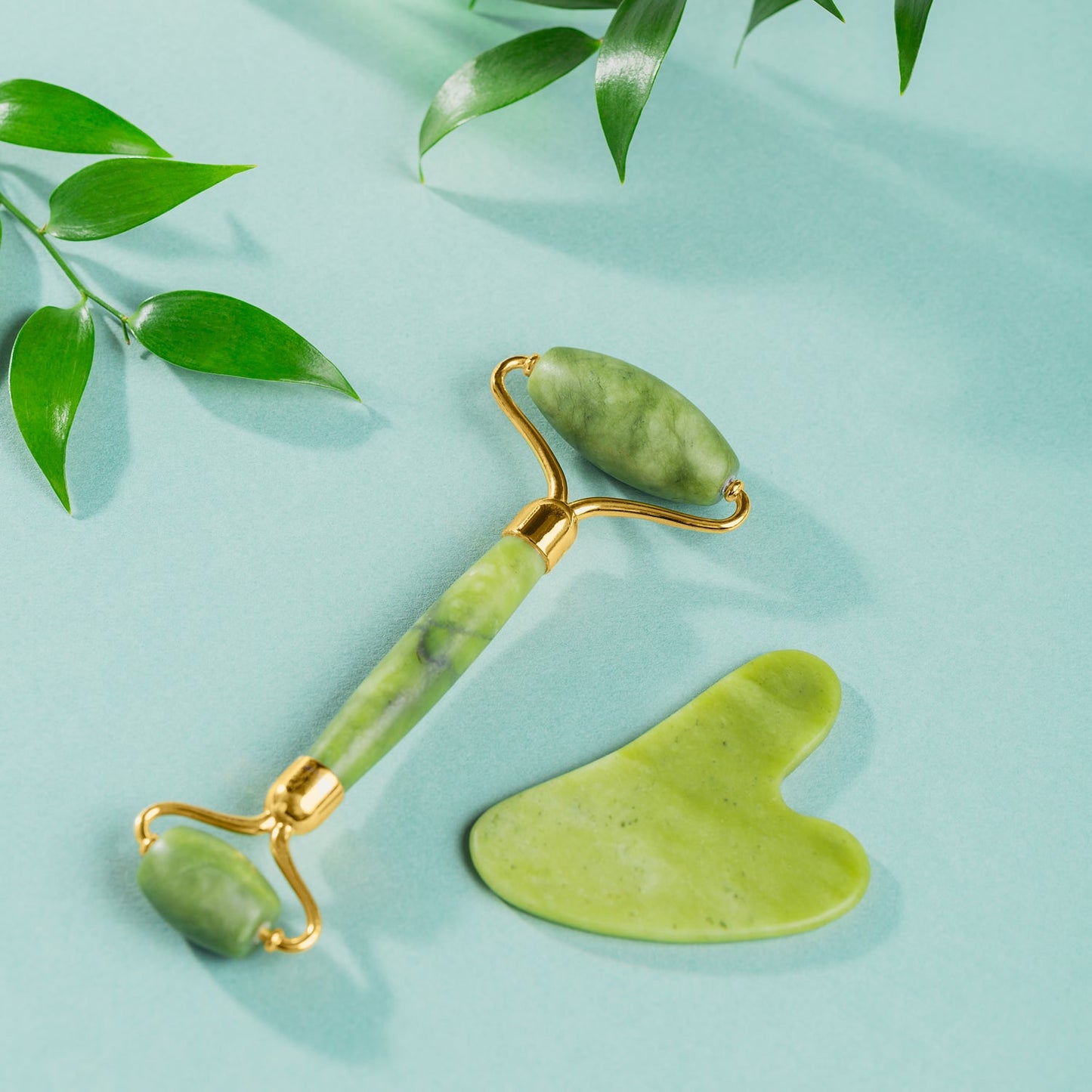 Gua Sha Stone and Anti Aging Jade Roller Massager for Face Massage Natural Face Skincare Massager & Face Roller Massager for Women | Face Shaper Jade Roller and Gua Sha Set for Glowing Skin - Springkart 