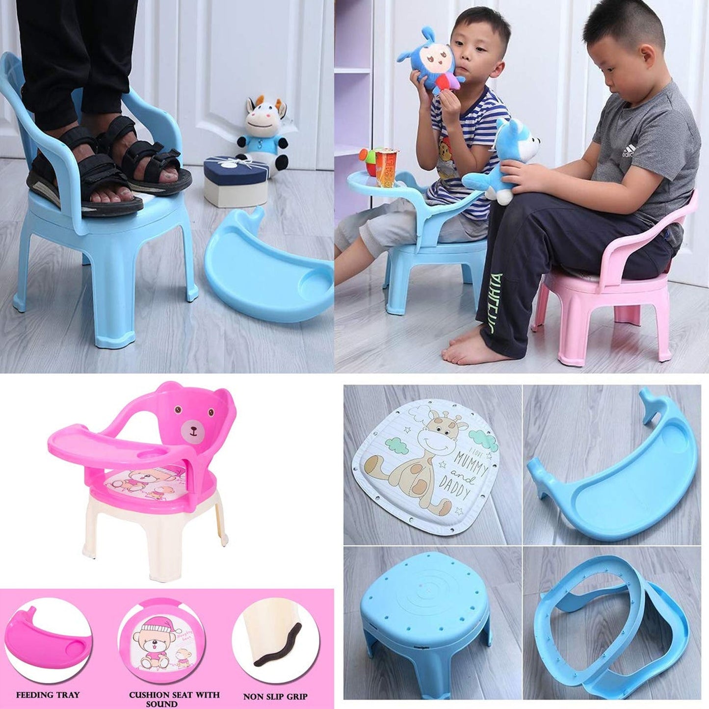 Baby Chair, with Tray Strong and Durable Plastic Chair for Kids/Plastic School Study Chair/Feeding Chair for Kids, Portable High Chair for Kids - Springkart 