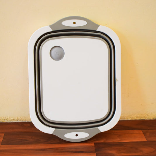 COLLAPSIBLE CUTTING BOARD WITH DISH TUB BASKET For Kitchen Use ( 1 Pcs ) - Springkart 