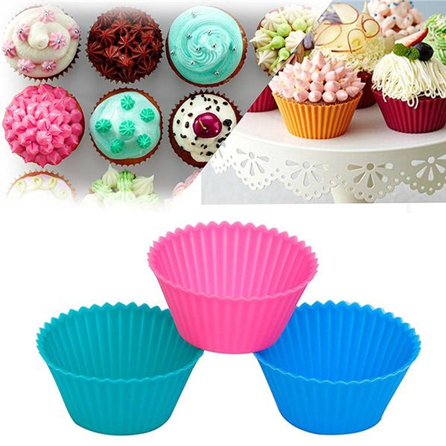 Silicone cupcake Shaped Baking Mold Fondant Cake Tool Chocolate Candy Cookies Pastry Soap Moulds (6 pc) - Springkart 