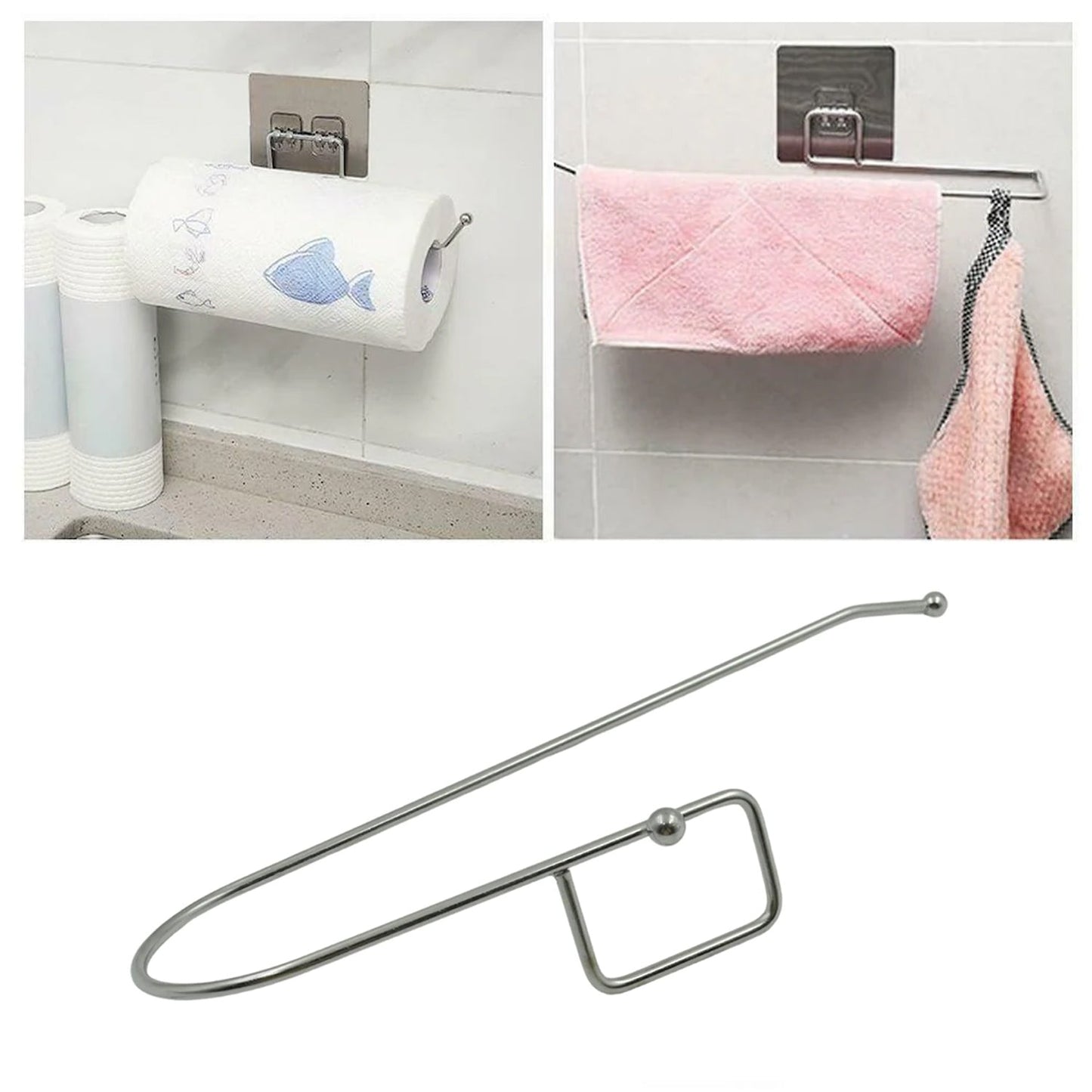 Stainless Steel Adhesive Paper Roll Holder Tissue (1 pc) - Springkart 