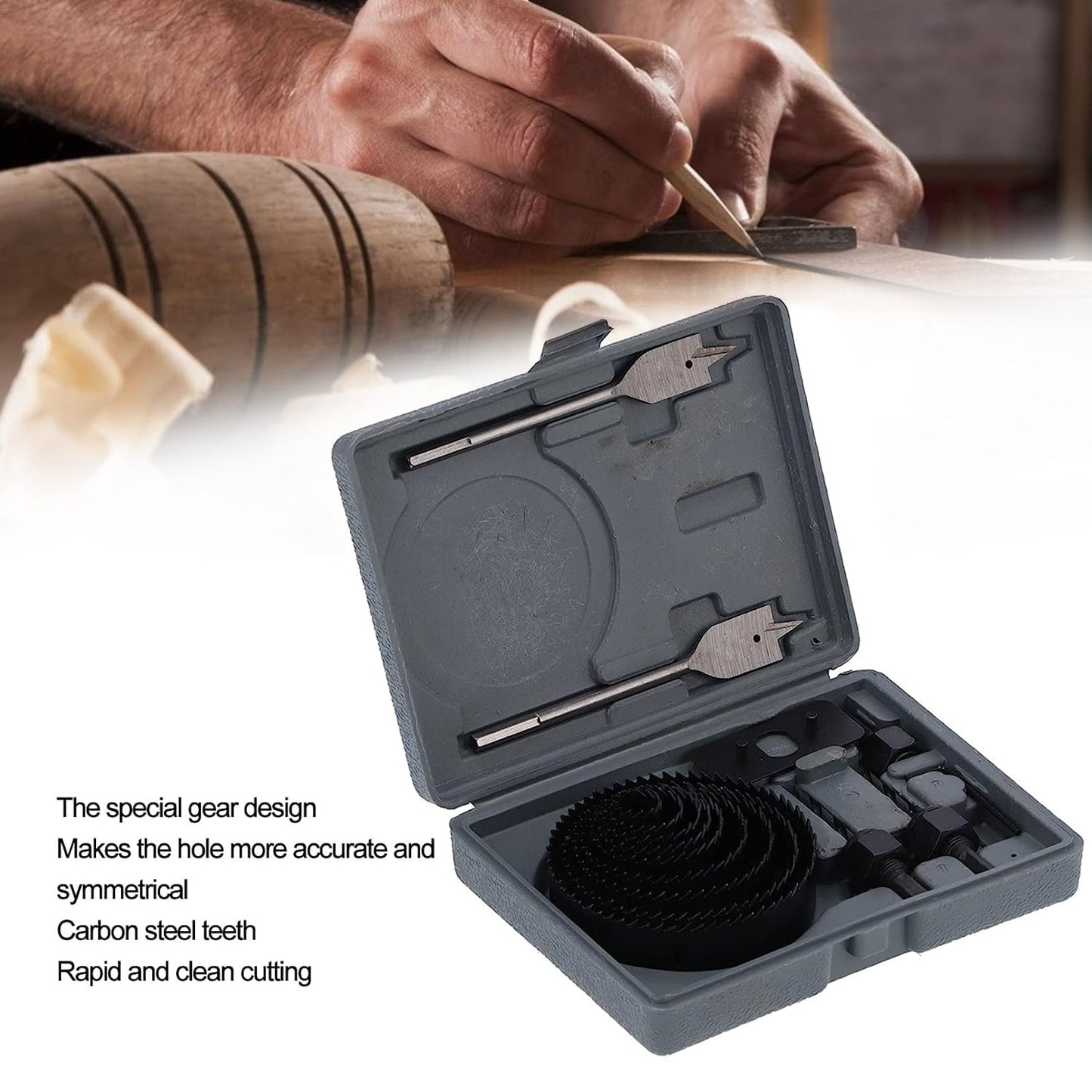 Drill Hole Cutter, Carbon Steel High Accuracy Incisive Hole Saw for Cutting PCV for Cutting Plastic for Cutting Wood Hole Saw Kit (18 Pcs Set) - Springkart 