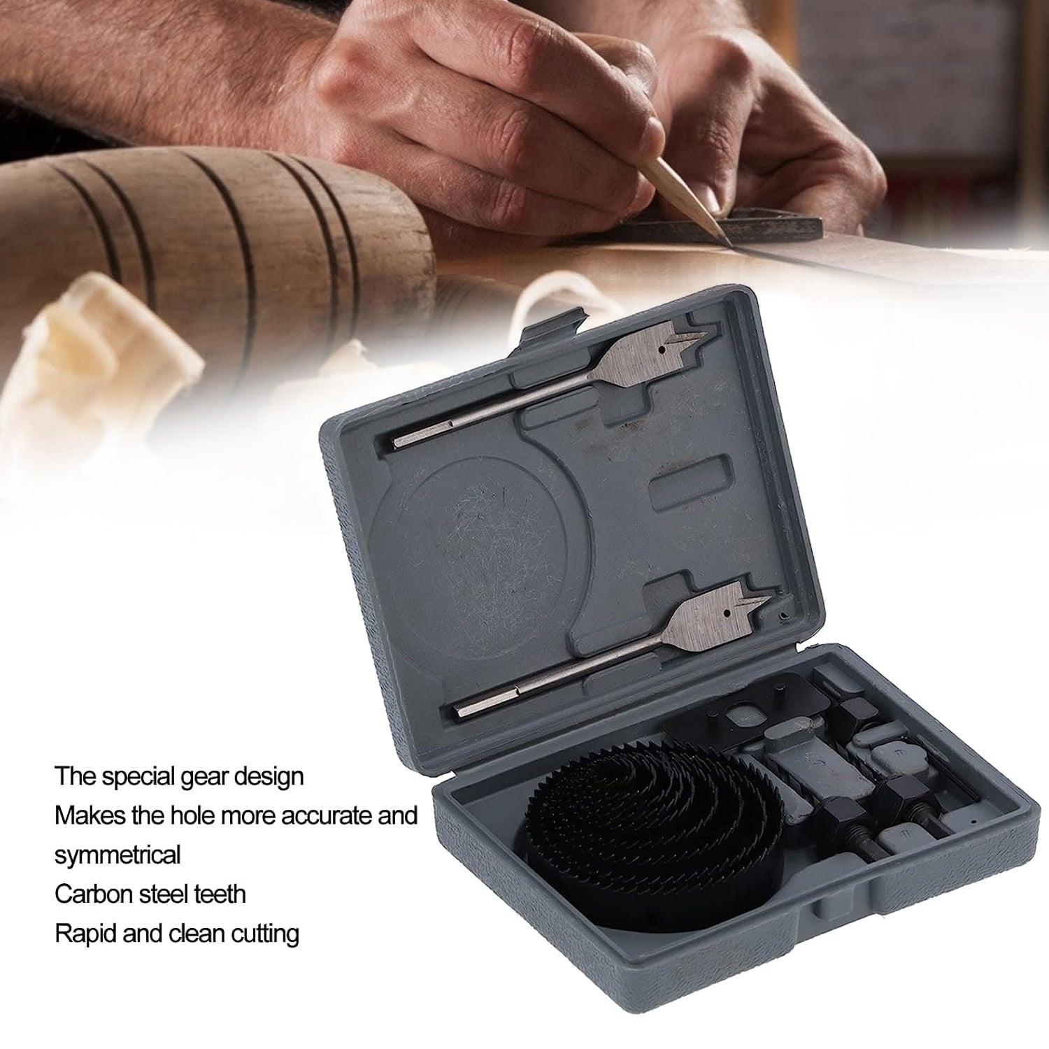 Drill Hole Cutter, Carbon Steel High Accuracy Incisive Hole Saw for Cutting PCV for Cutting Plastic for Cutting Wood Hole Saw Kit (18 Pcs Set) - Springkart 