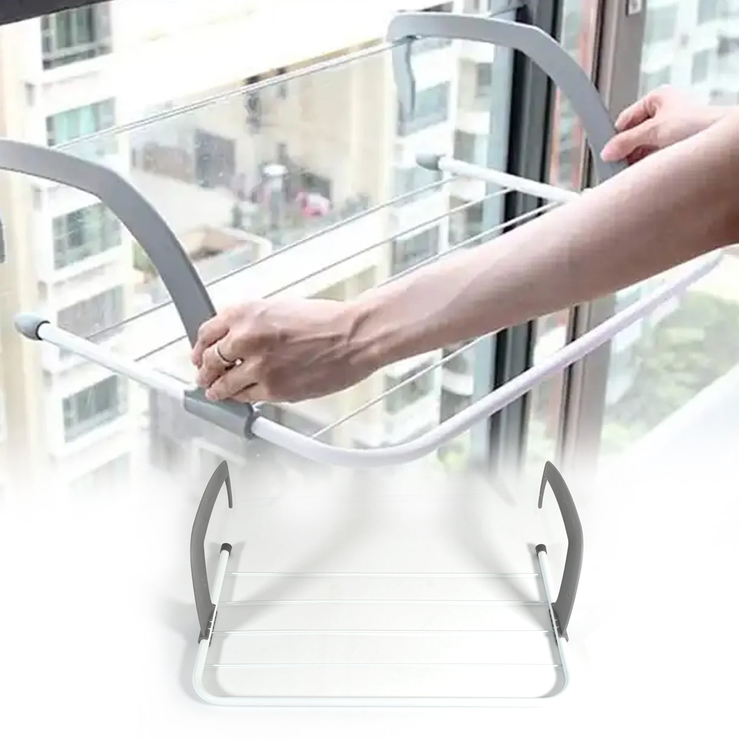 Metal Steel Folding Drying Rack for Clothes Balcony Laundry Hanger for Small Clothes Drying Hanger Metal Clothes Drying Stand, Socks and Plant Storage Holder Outdoor / Indoor Clothes-Towel Drying Rack Hanging on The Door Bathroom - Springkart 