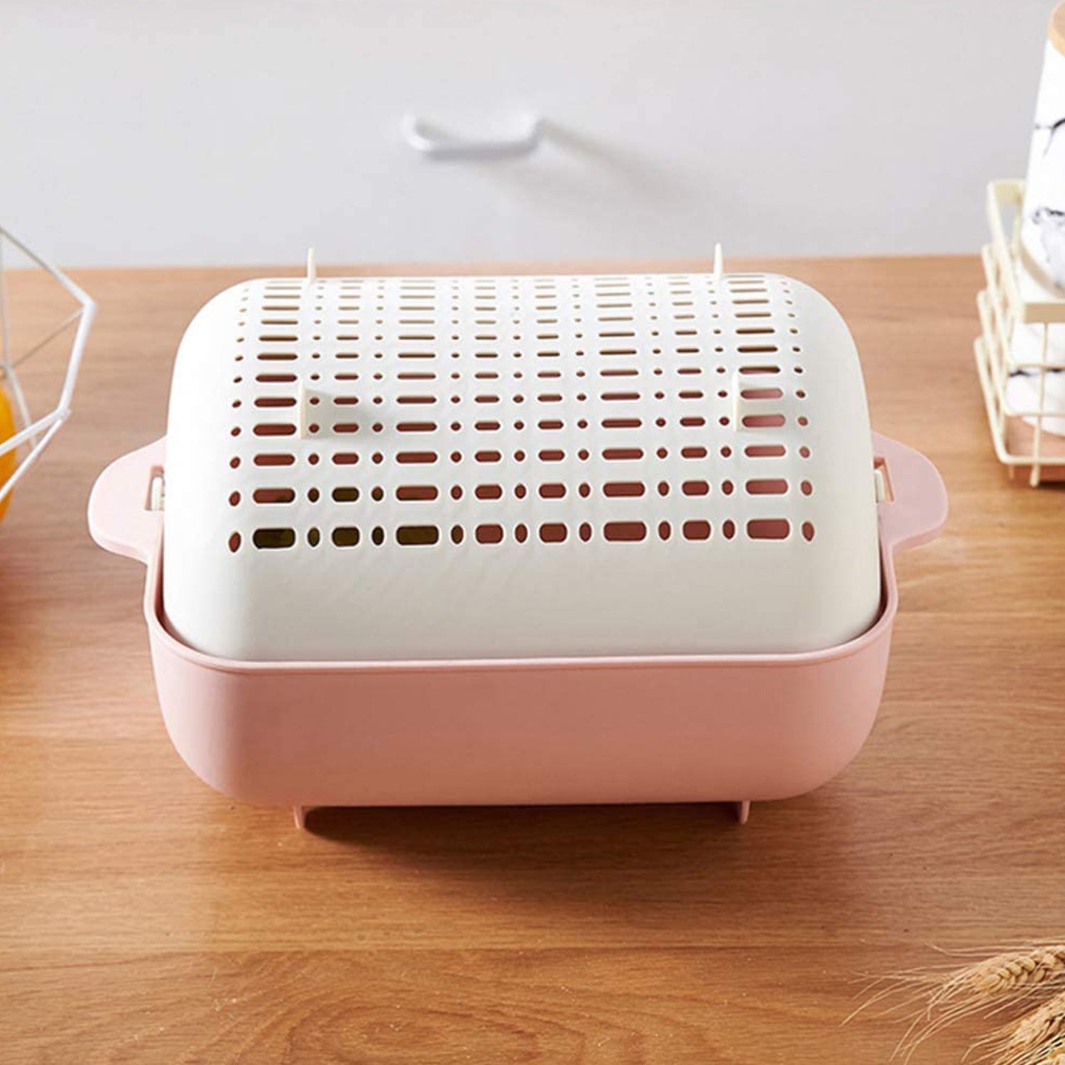 Multifunctional BPA Free Double Layered Plastic Rotatable Strainer Basket (Multicolor) - Springkart 