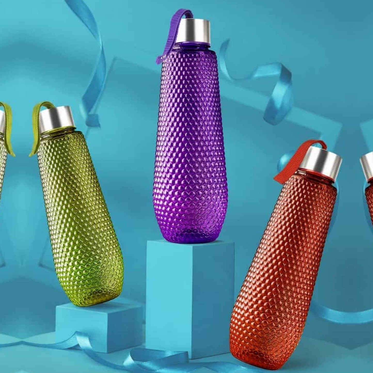 Plastic Fridge Water Set With Steel Finish Cap (3 Pieces 1 litre) - Springkart 