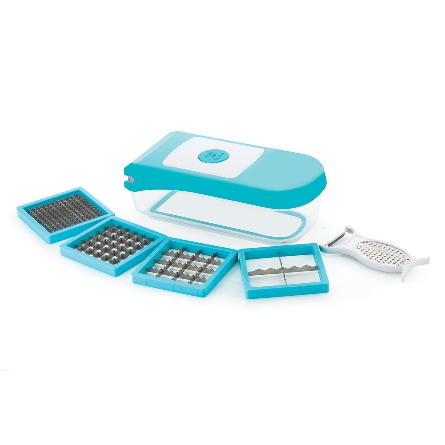 Ganesh 7 in 1 Plastic Vegetable Dicer, Blue - Springkart 