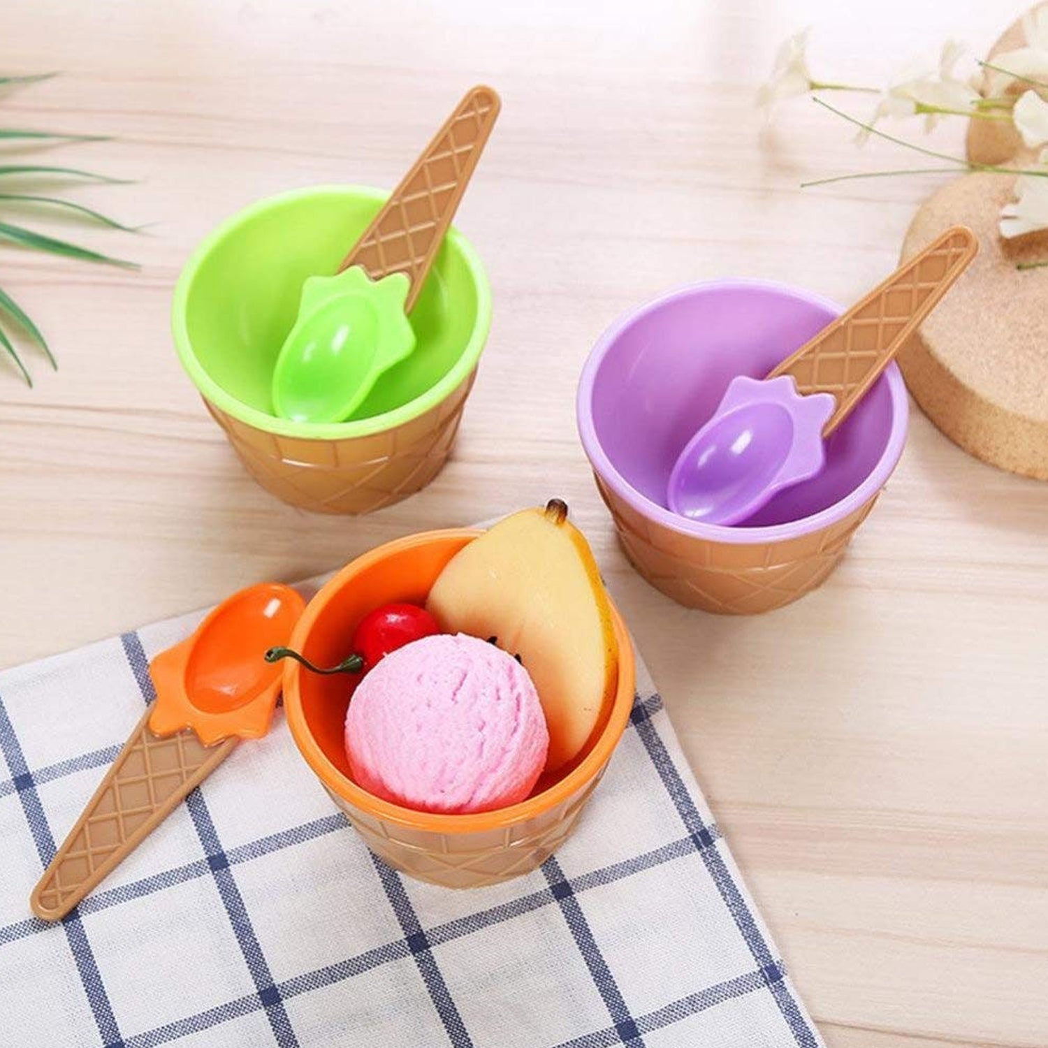 Ice Cream Waffle Bowl Set with Spoon – 2 Units - Springkart 