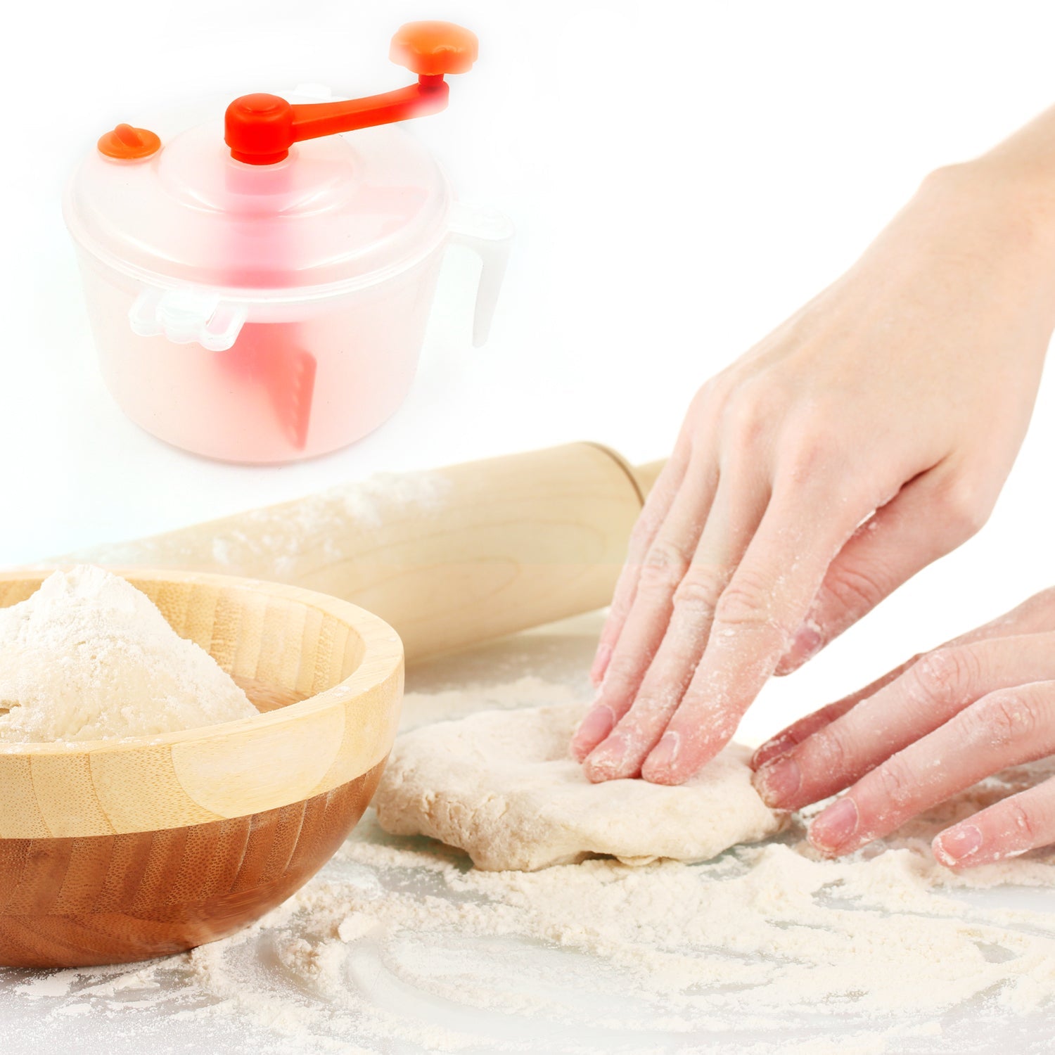 Miracle Atta Maker for Home 2 in 1 Ata Non-Electric Dough Flour Machine for Kitchen | Chakki Clear line Measuring Cups Set Bread Mixer May Vary Hand Tool Plastic Portable Dough Atta - Springkart 