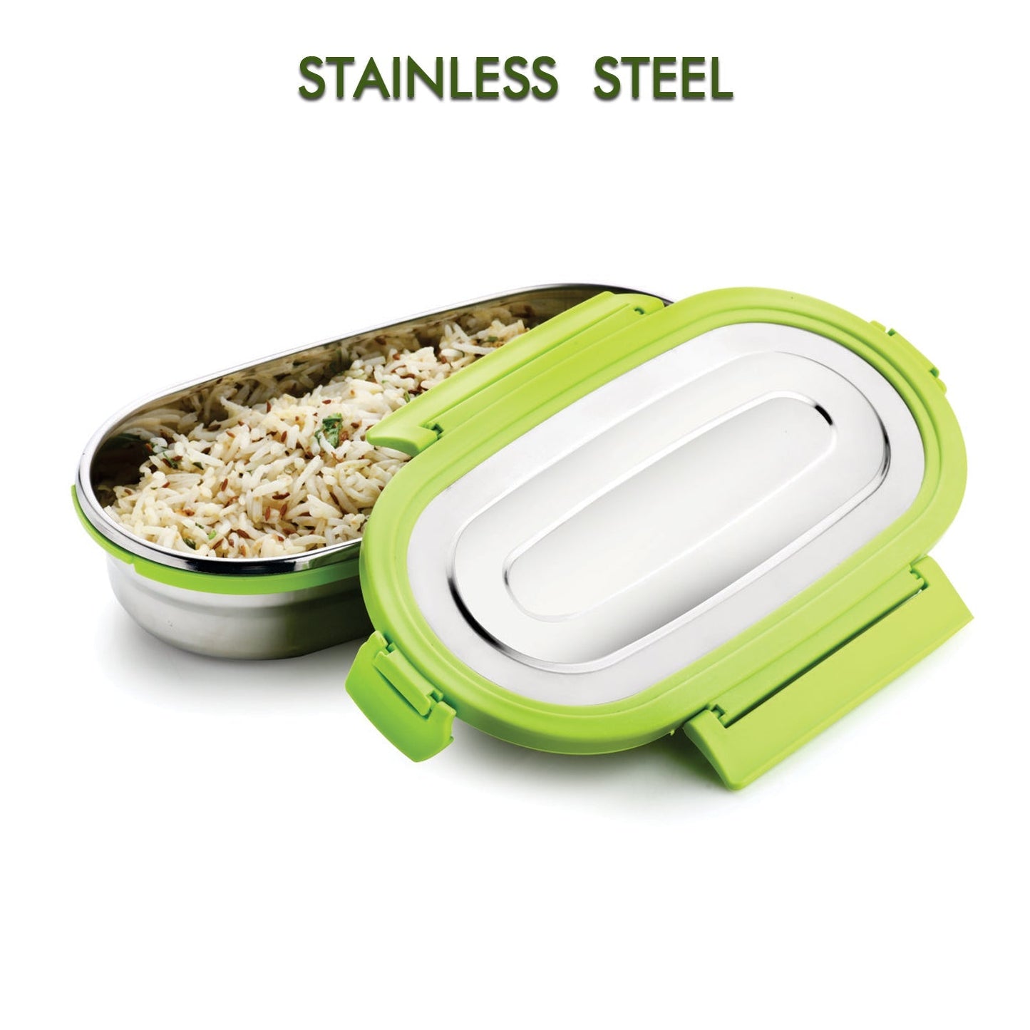 Ganesh Solo Oval 650 Stainless Steel Leak proof airtight Lunch Pack for Office & School Use - Springkart 