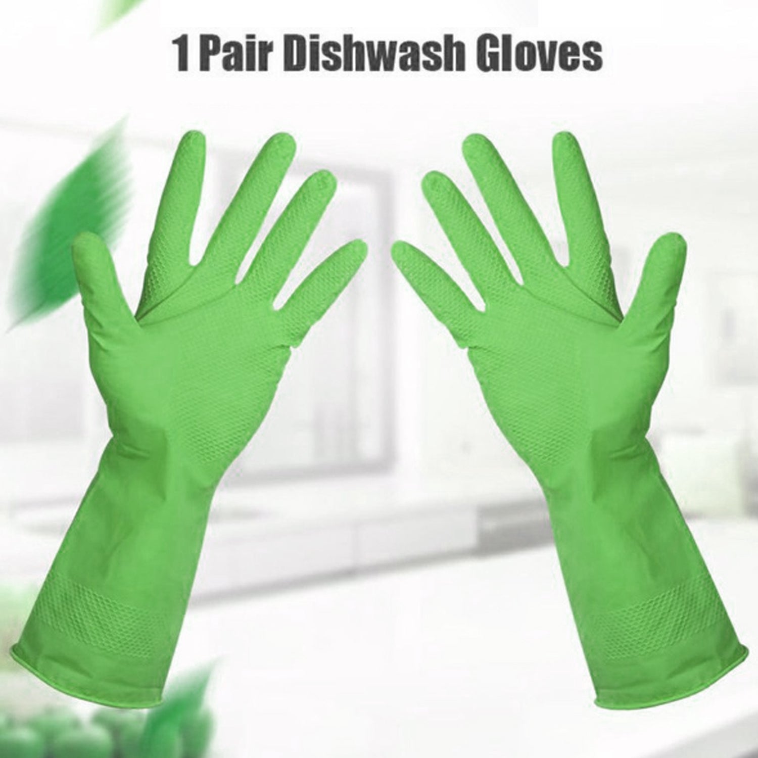 Multipurpose cleaning rubber hand gloves (green) 1 PC - Springkart 