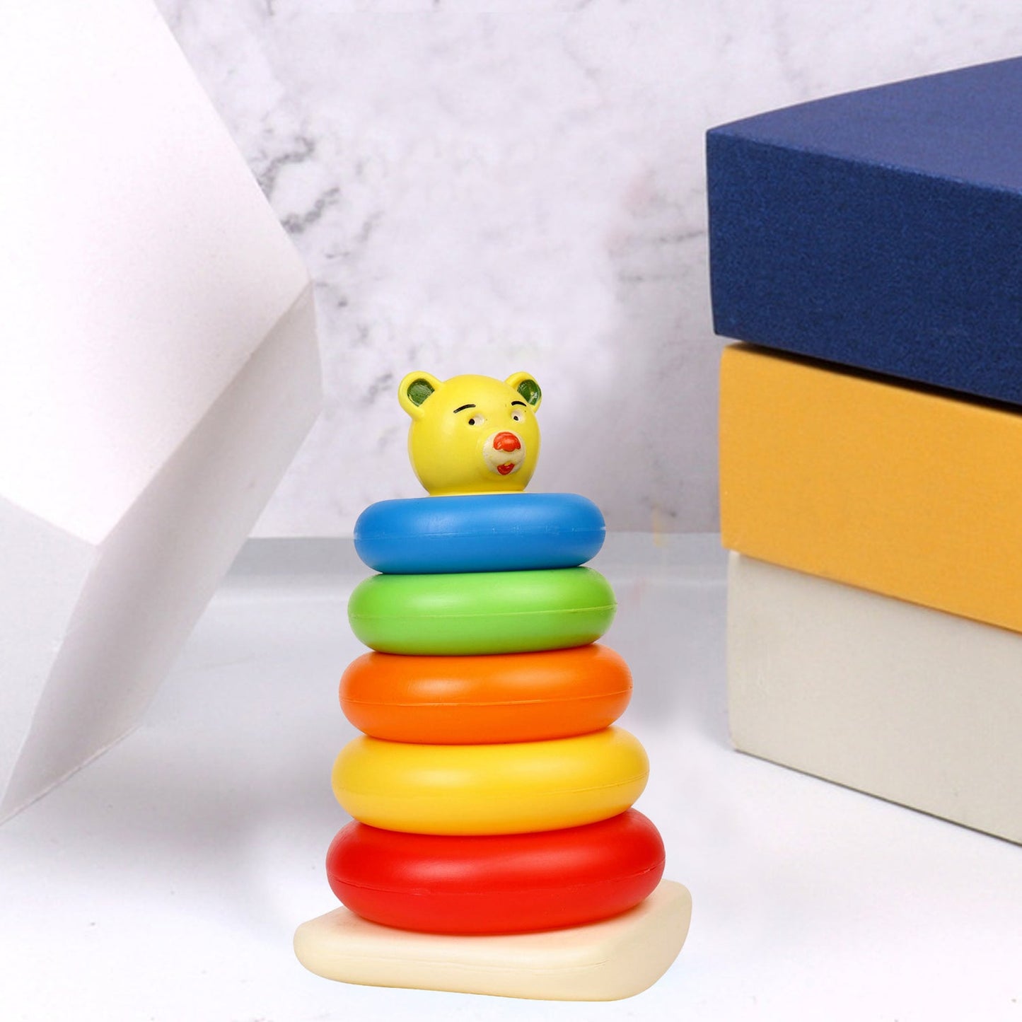 Plastic Baby Kids Teddy Stacking Ring Jumbo Stack Up Educational Toy 5pc - Springkart 