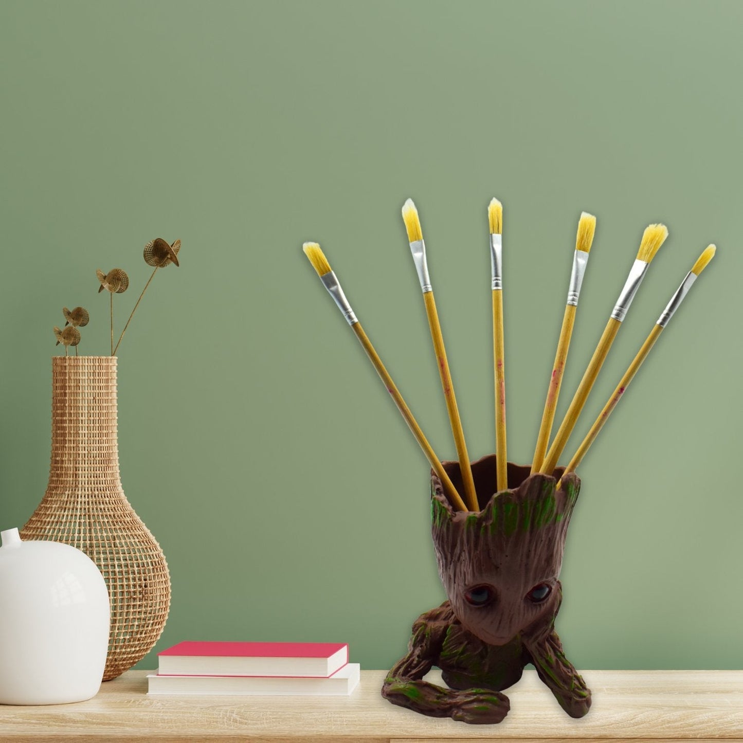 Close-up of brown art brushes