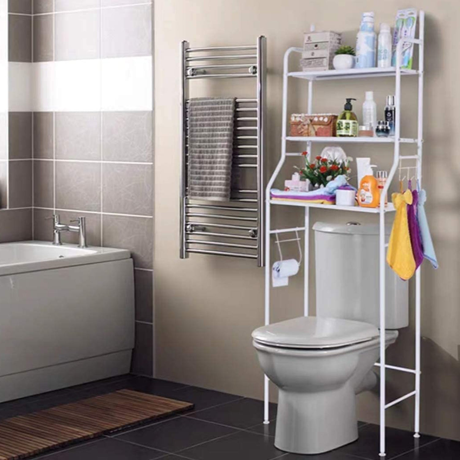 Multi-Layer The Toilet Storage Rack Metal | Bathroom Shelf Space Saving Organizer for Laundry Room Wash Basin Floor Stand - Springkart 