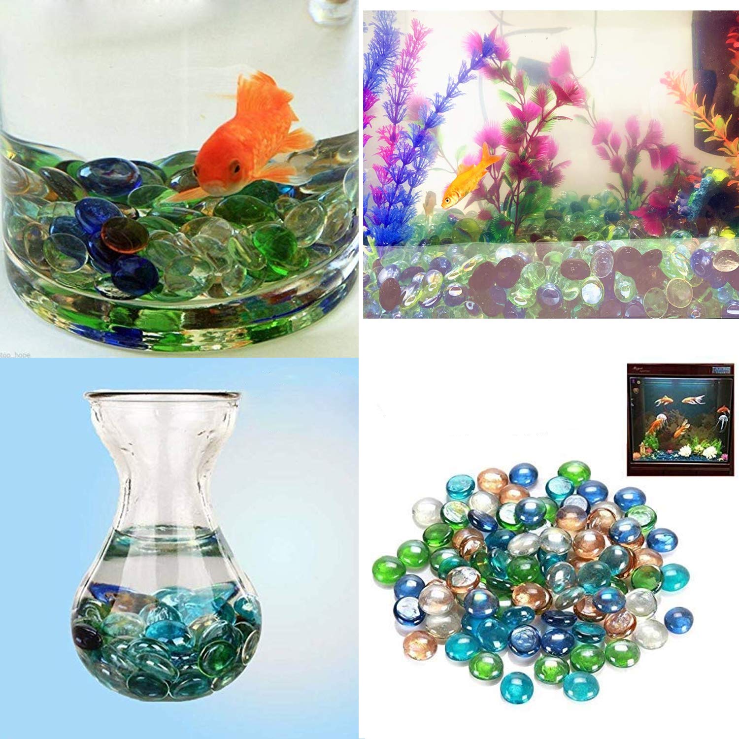 Glass Gem Stone, Flat Round Marbles Pebbles for Vase Fillers, Attractive pebbles for Aquarium Fish Tank. - Springkart 