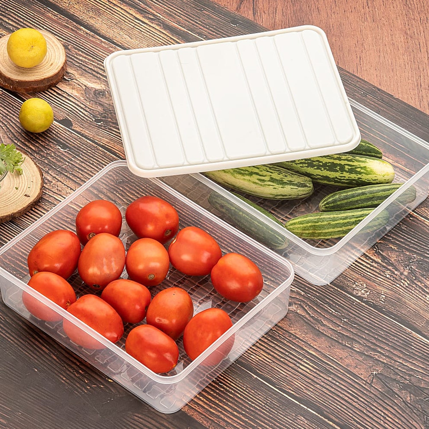 Plastic Food Storage Container for Fridge, fridge storage boxes with Lid Stackable Fridge Storage Containers freeze organizer items and storage, vegetable storage box for fridge, (3 Pcs set) - Springkart 