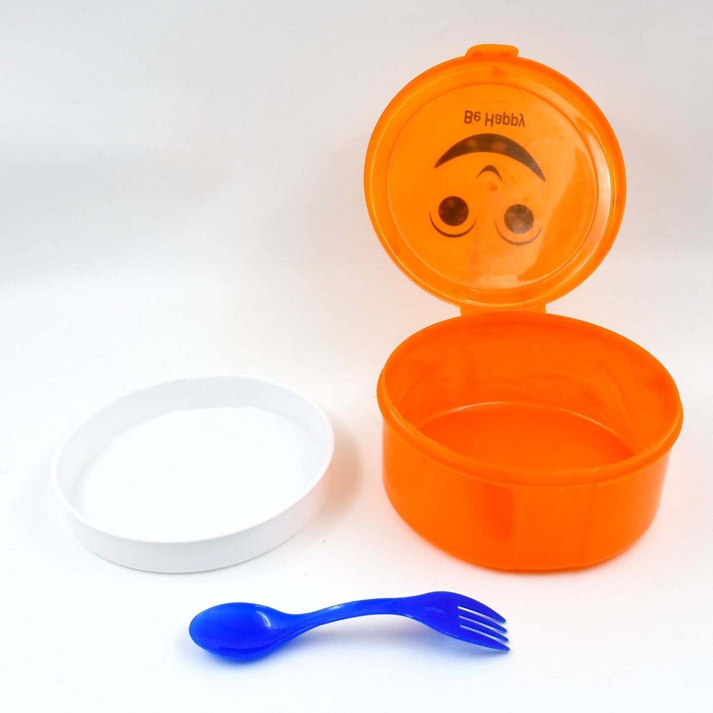 Smily Plastic lunch box, Small Box With 2in1 Spoon pack of 2 - Springkart 