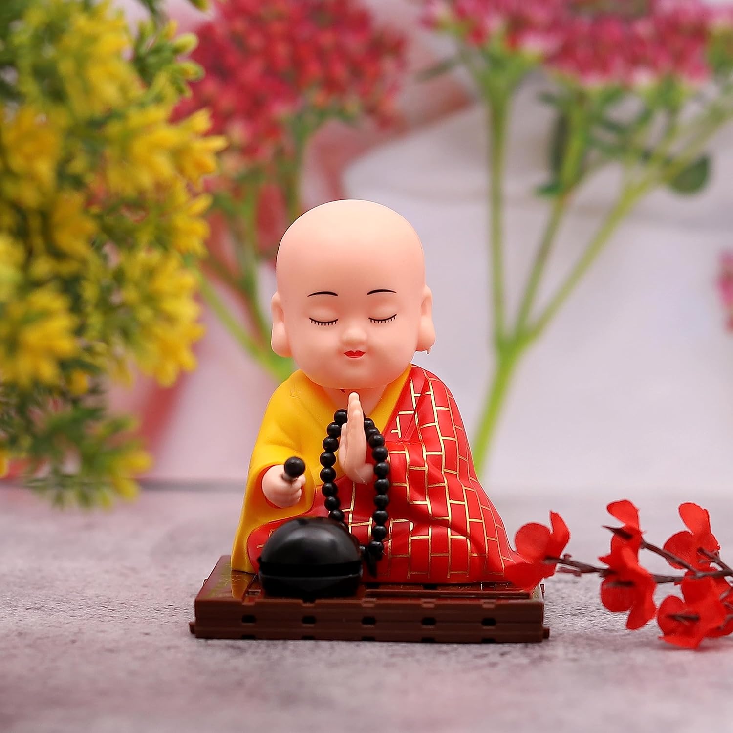 Solar Powered Sitting Buddha Statue, Moving Head and Hand (1 Pc / Medium) - Springkart 