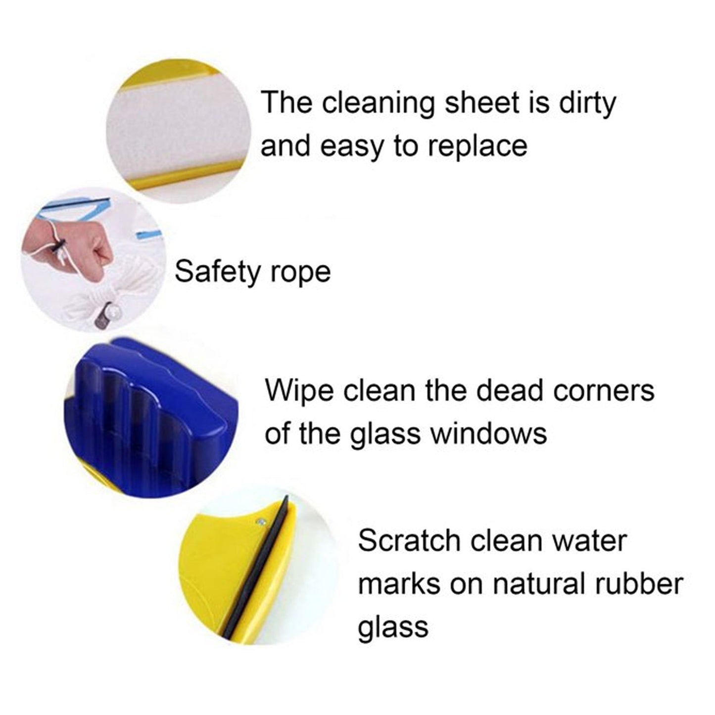 Magnetic Glass Cleaner (1 Pc): Square, Double-Sided Wiper, 2 Extra Pads - Springkart 