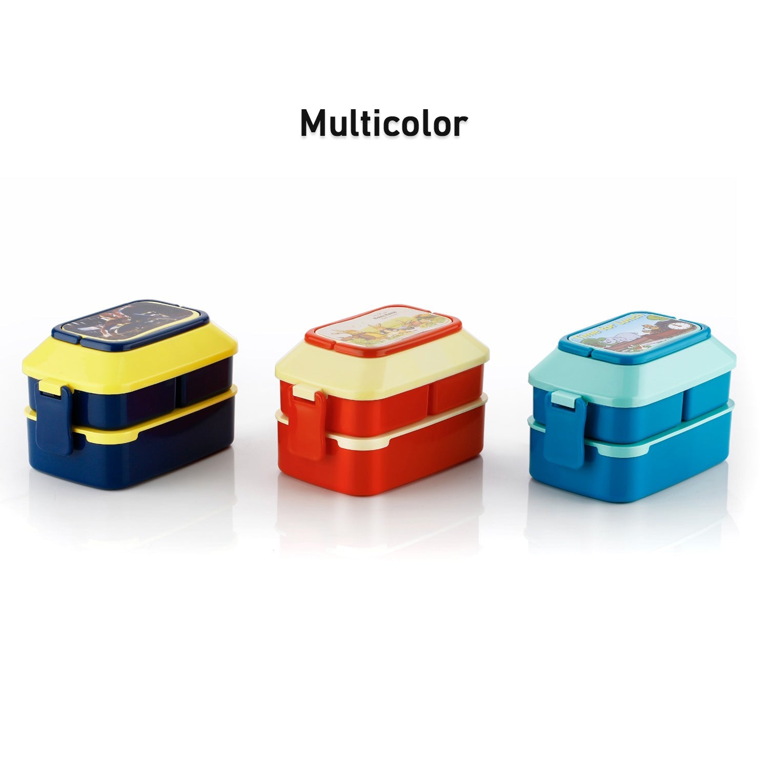5621 Double Layer Lunch Box Stylish Lid Lunch Box With Fork & Spoon Lunch Box For Children School Lunch Box  - Springkart 