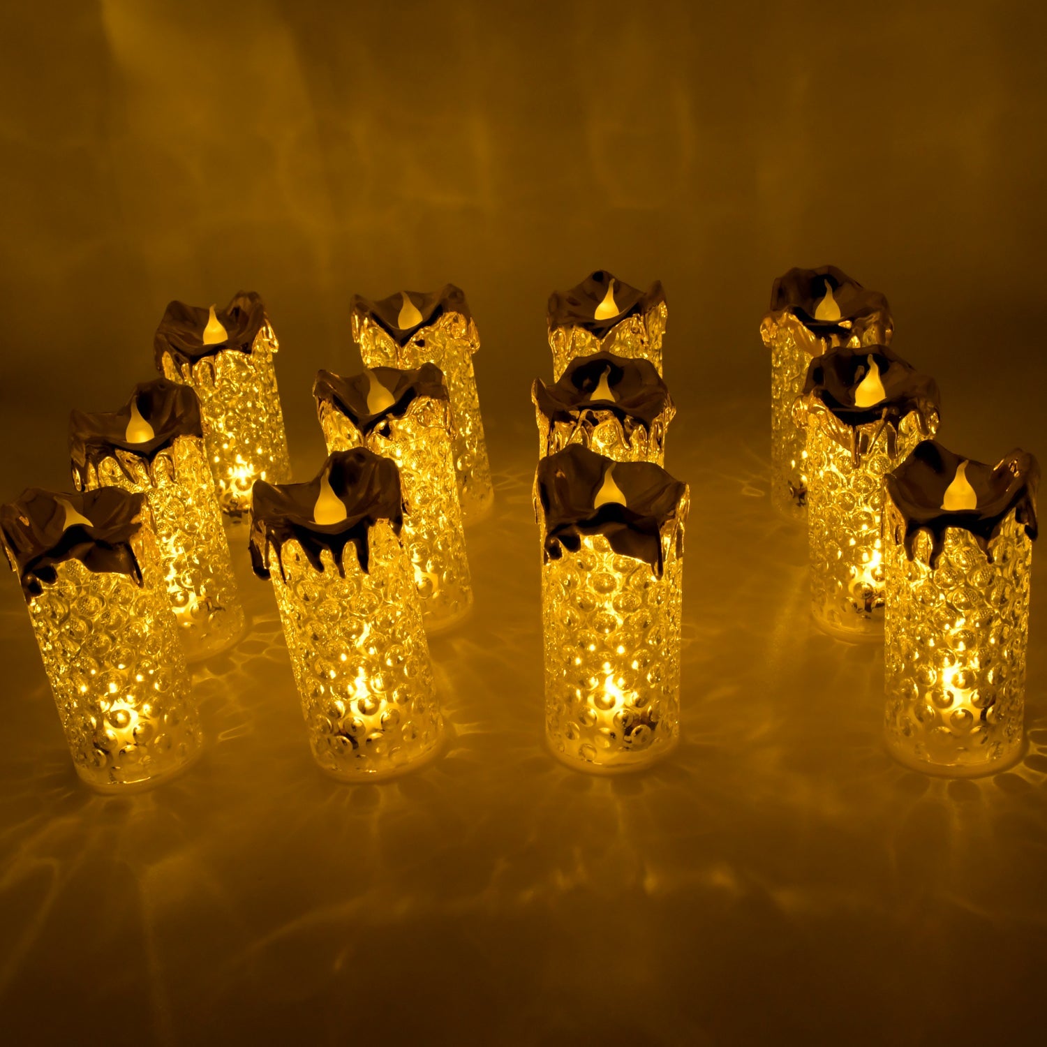 Gold Flameless Candles LED Light Flameless and Smokeless Decorative, Candles Led Tea Light Candle Perfect for Gifting, Home, Diwali,Wedding, Christmas, Crystal Candle Lights, Table Decorations (12 Pc MOQ) - Springkart 