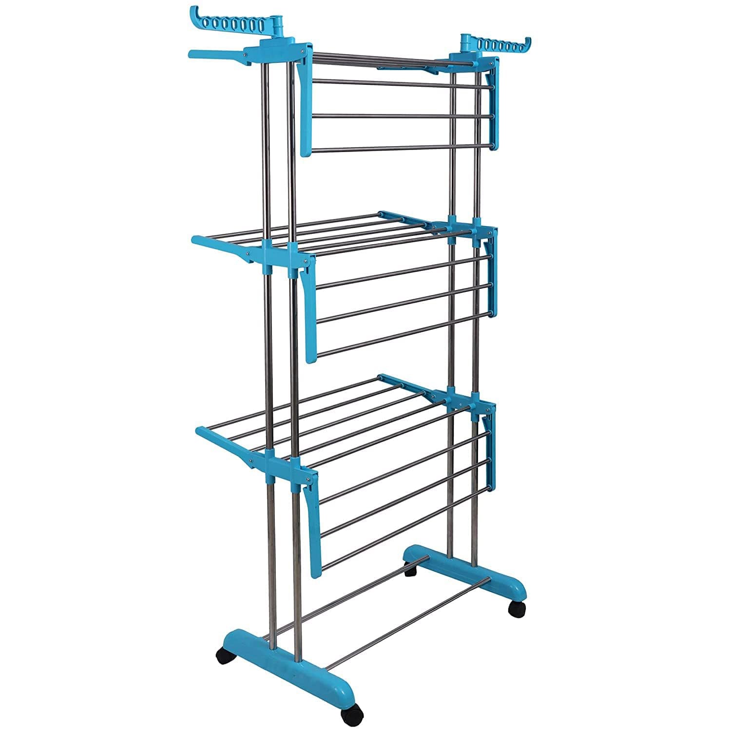 Premium Heavy Duty Stainless Steel 3 Layer Foldable Cloth Drying Stand (1 Set / With Brown Box) - Springkart 