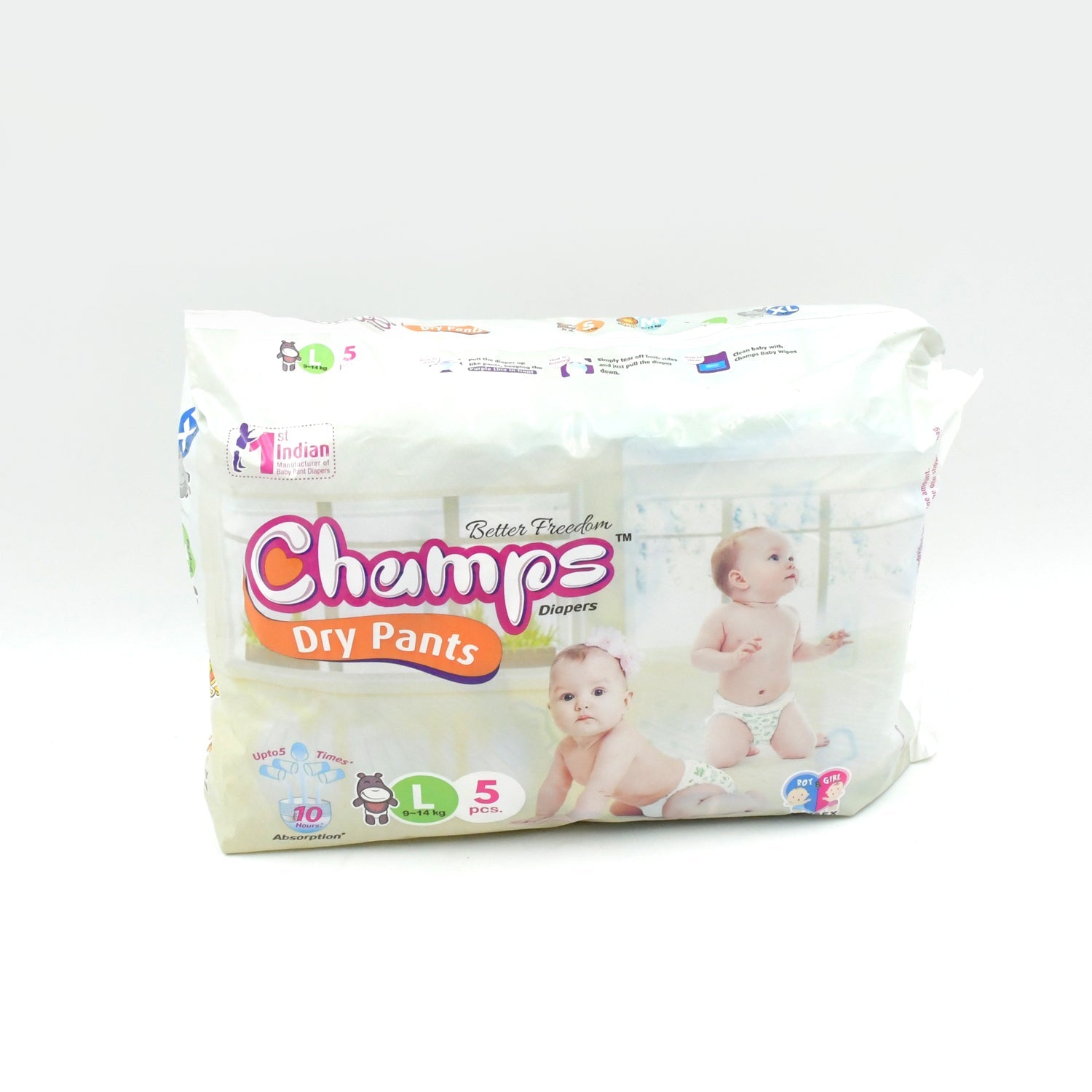 Champs Small Baby Large Diaper Pants (5 Pcs): Ultra-Absorbent for Travel - Springkart 