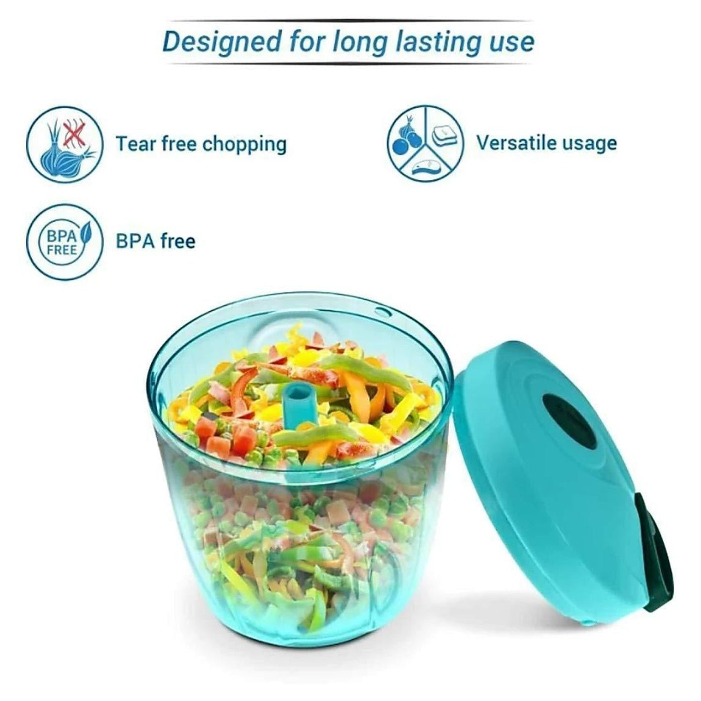 Manual Stainless Steel Compact Extra Sharp Hand Held Vegetable Chopper / Slicer with 5 Blades - Springkart 
