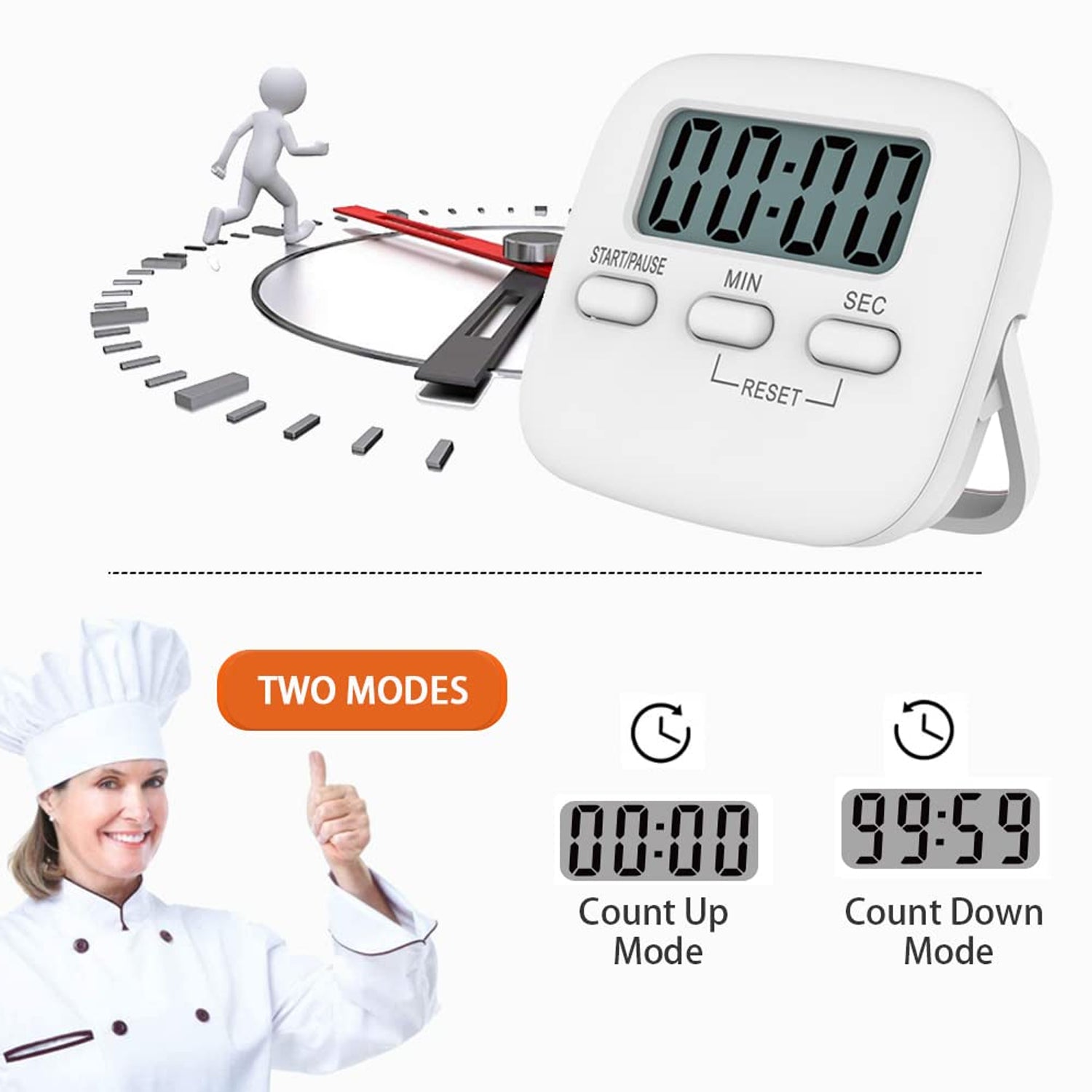 Digital Kitchen Timer with Alarm | Stop Watch Timer for Kitchen | Kitchen Timer with Magnetic Stand |Timer Clock for Study - Springkart 