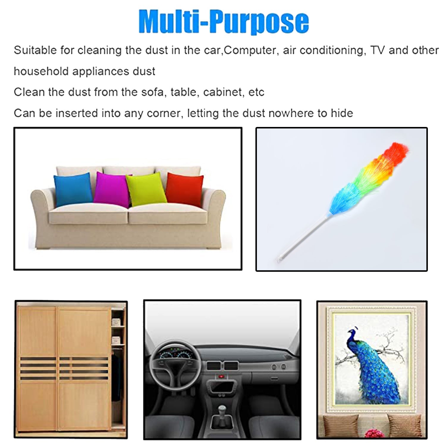 Colorful Feather Duster | Microfiber Duster for Cleaning | Dusting Stick | Dusting Brush - Springkart 