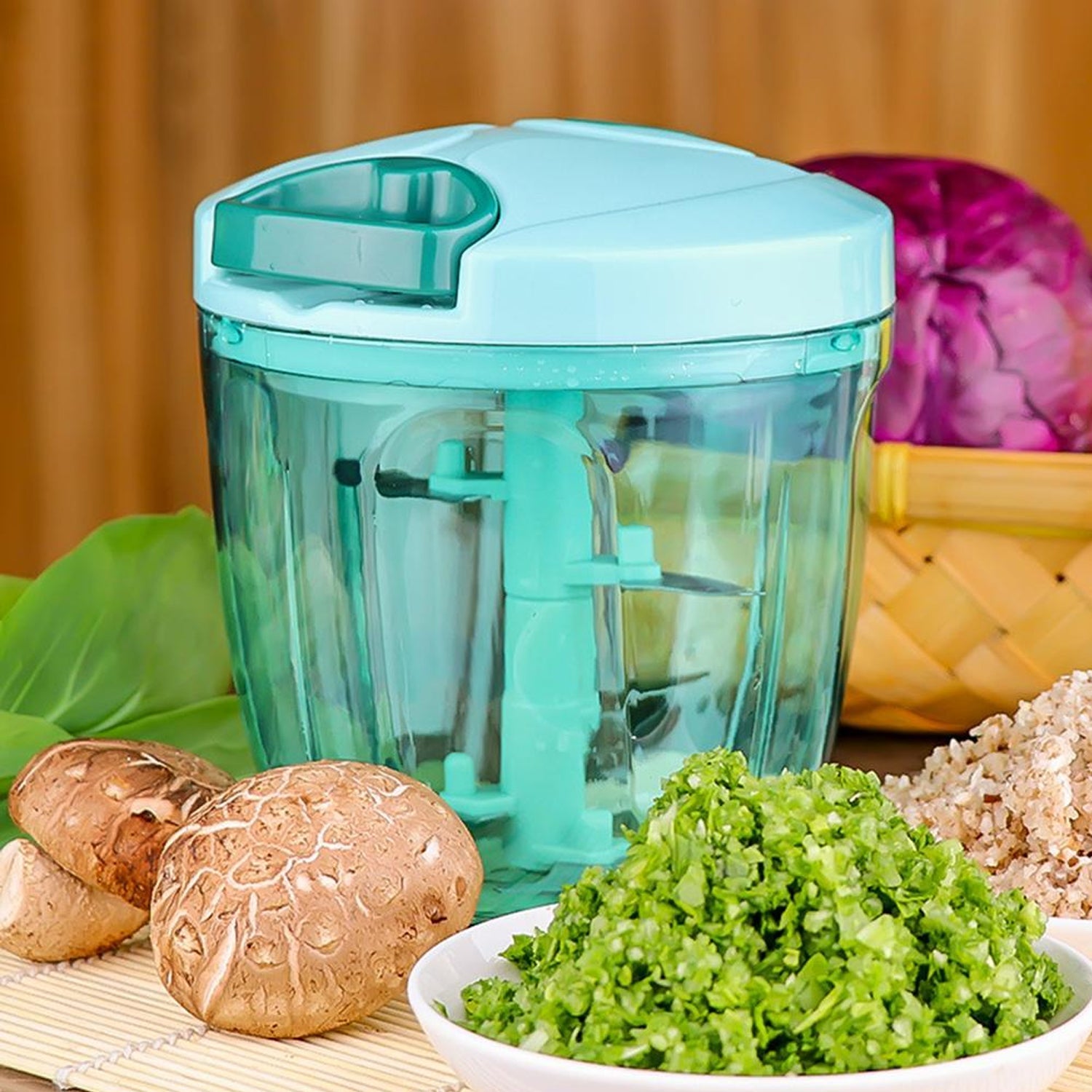 Manual Stainless Steel Compact Extra Sharp Hand Held Vegetable Chopper / Slicer with 5 Blades - Springkart 
