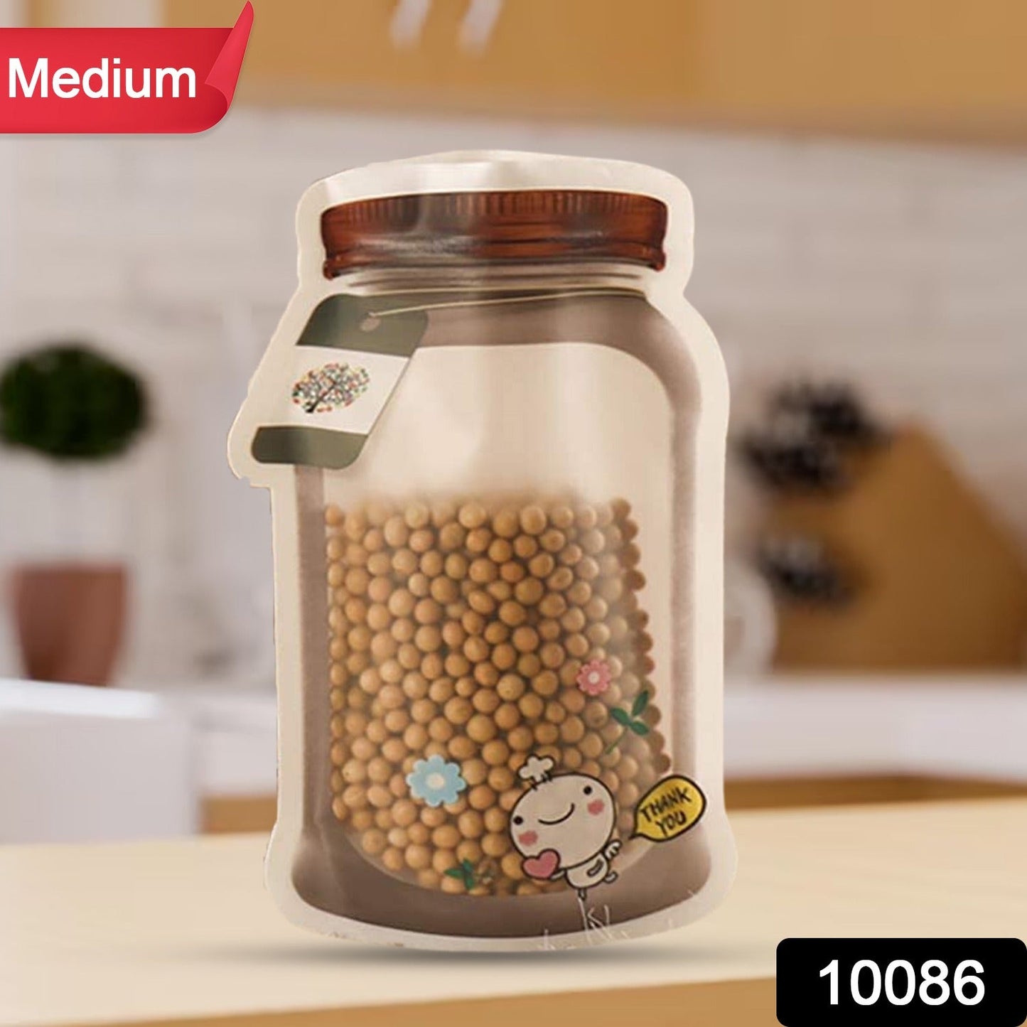 Plastic Transparent Medium Jar Shaped Pouch With Zipper (2 Pc)