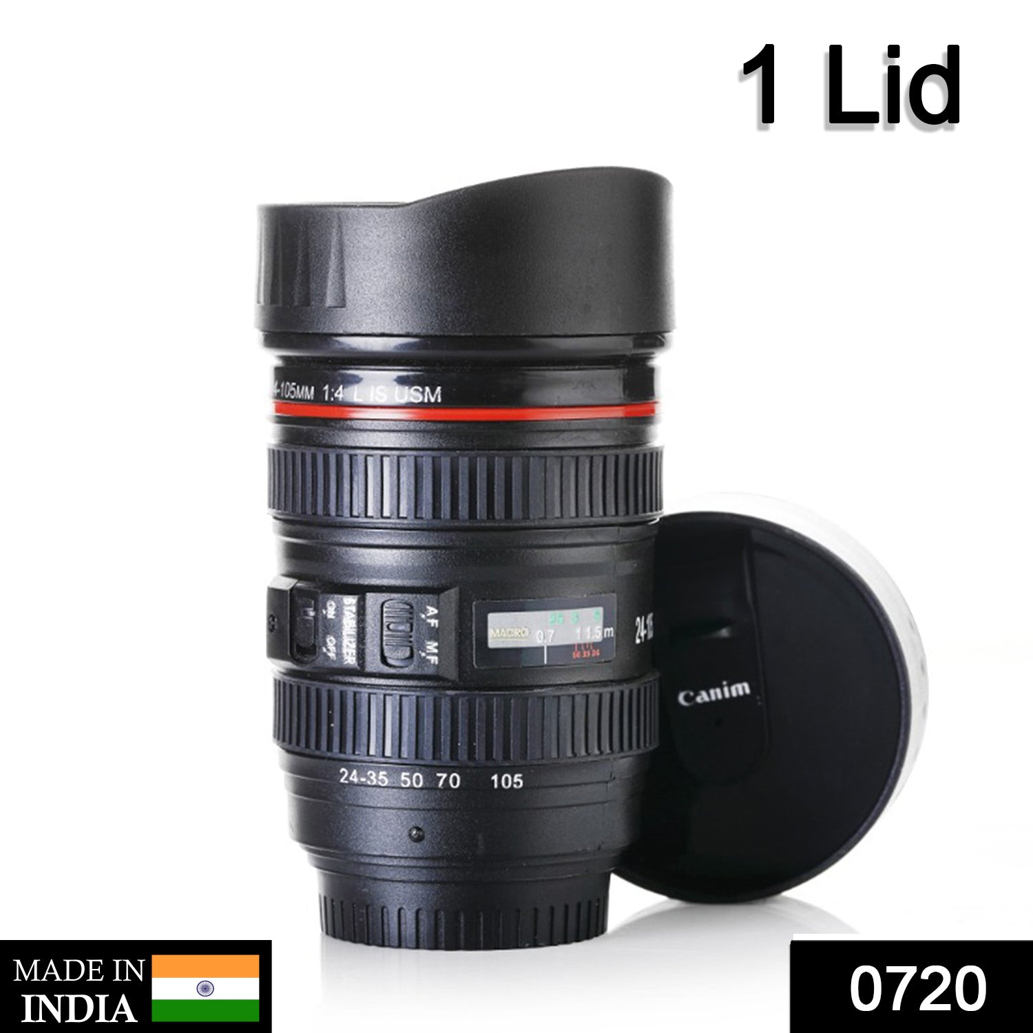 Camera Lens Shaped Coffee Mug Flask With Lid - Springkart 