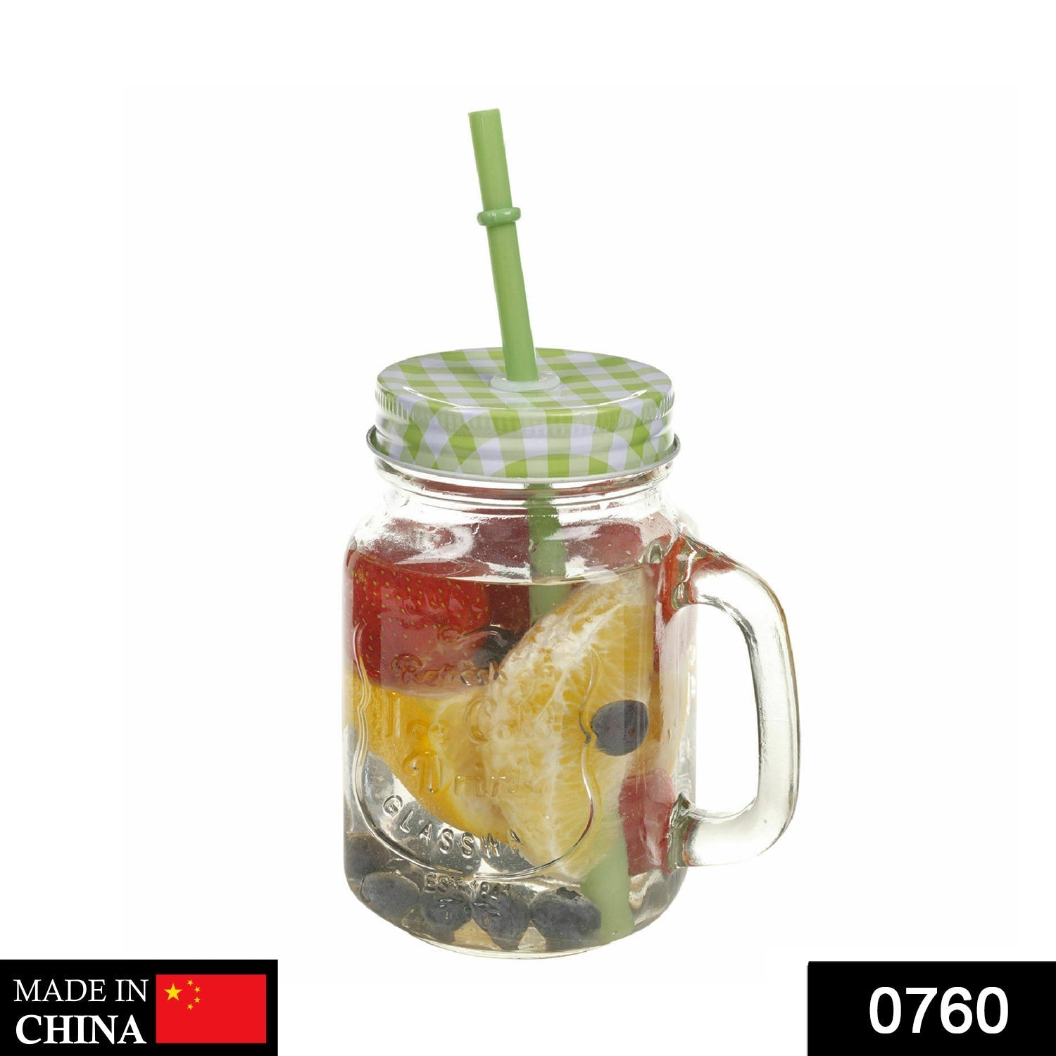 Drinking Cup / Glass / Mug Mason Jar with Handle & Straw - Springkart 
