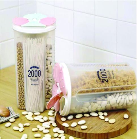 766 Kitchen Storage - Transparent Sealed Cansjarsstorage Box 4 Section - Springkart 