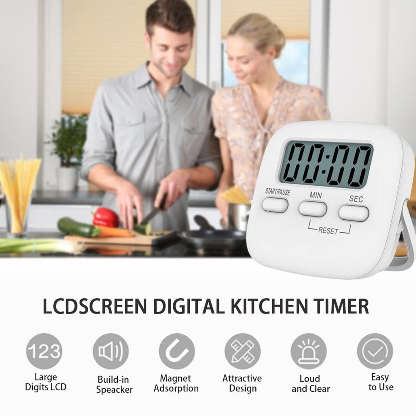 Digital Kitchen Timer with Alarm | Stop Watch Timer for Kitchen | Kitchen Timer with Magnetic Stand |Timer Clock for Study - Springkart 