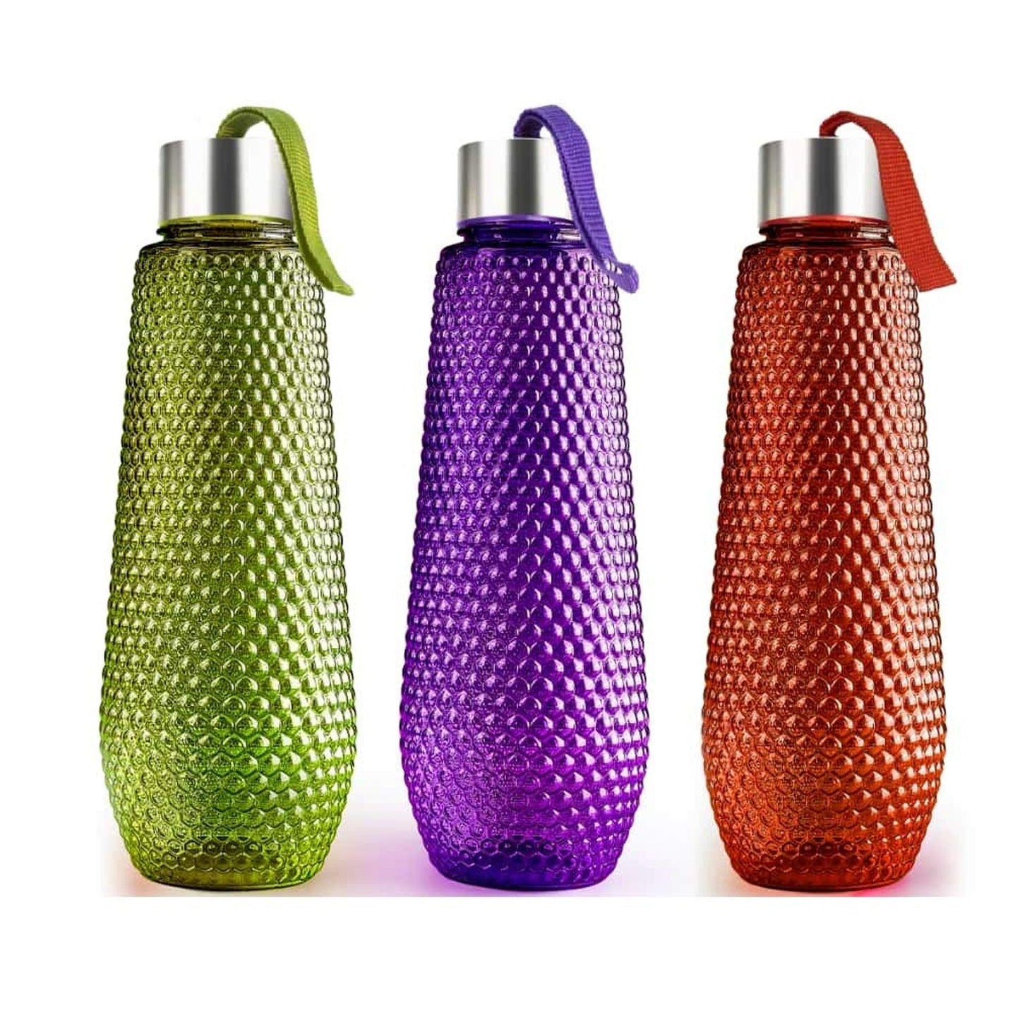 Plastic Fridge Water Set With Steel Finish Cap (3 Pieces 1 litre) - Springkart 