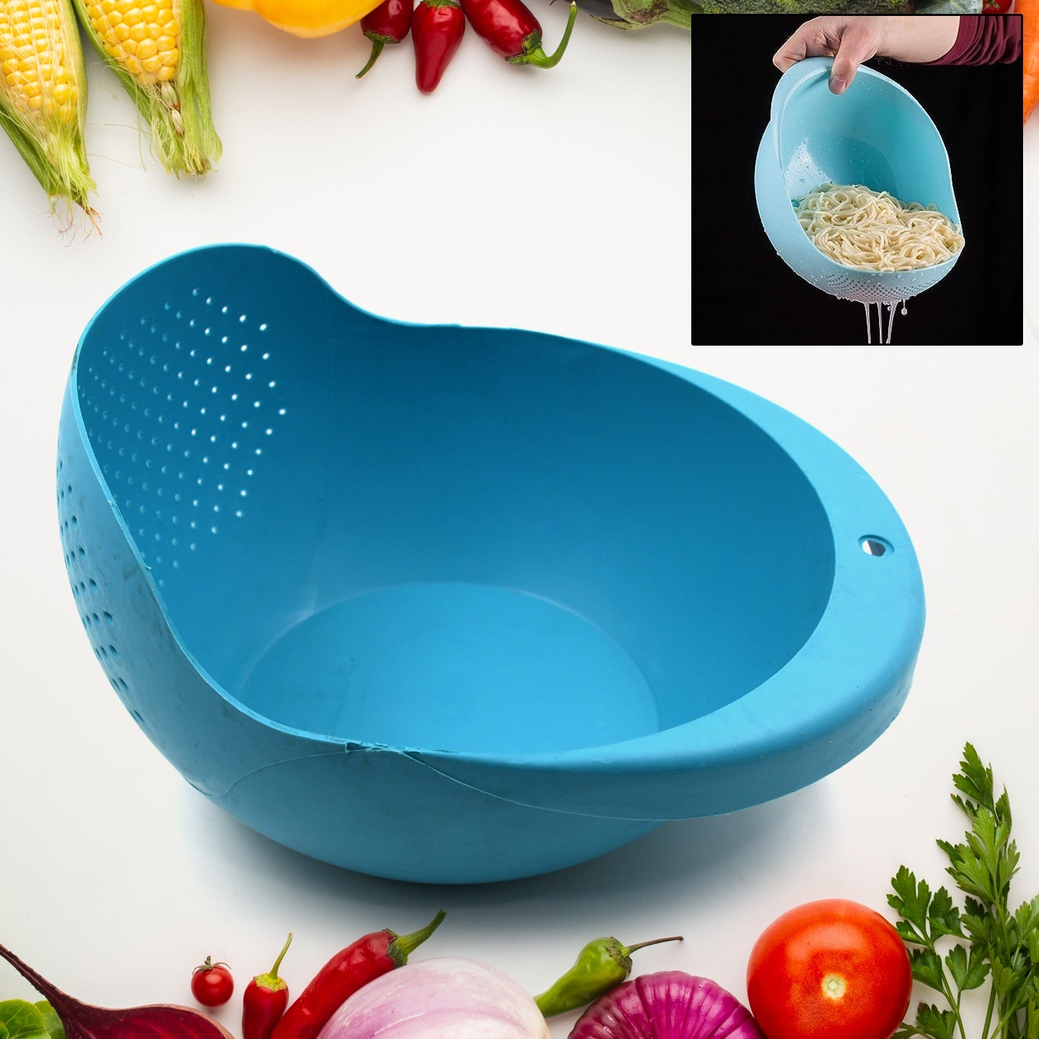 Plastic Rice Bowl / Food Strainer Thick Drain Basket for Rice, Vegetable & Fruit, Strainer Colander, Fruit Basket, Pasta Strainer, Washing Bowl (1 pc ) - Springkart 